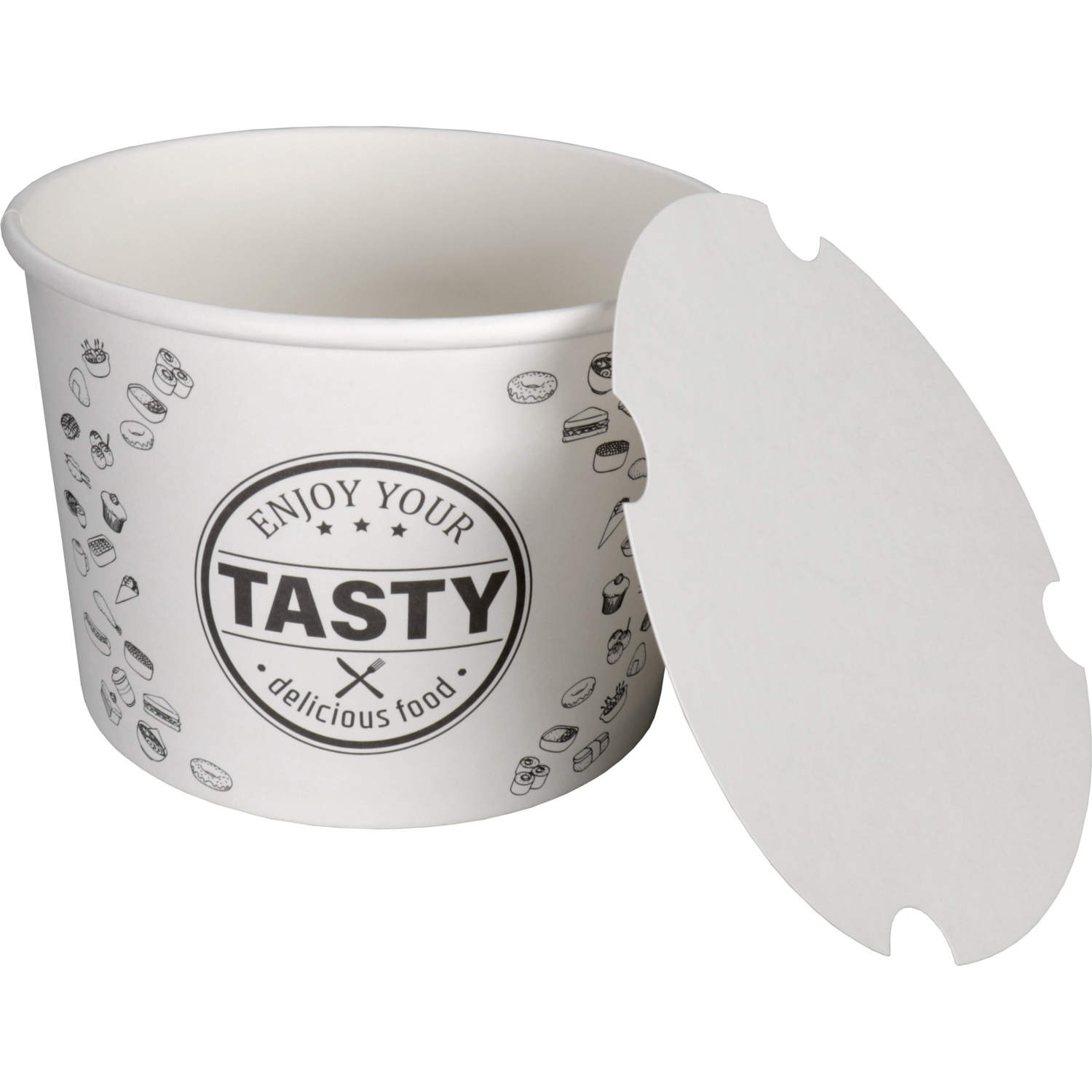 Bak, Karton + PE, 1890ml, TASTY, incl. deksel, foodbucket, wit 2