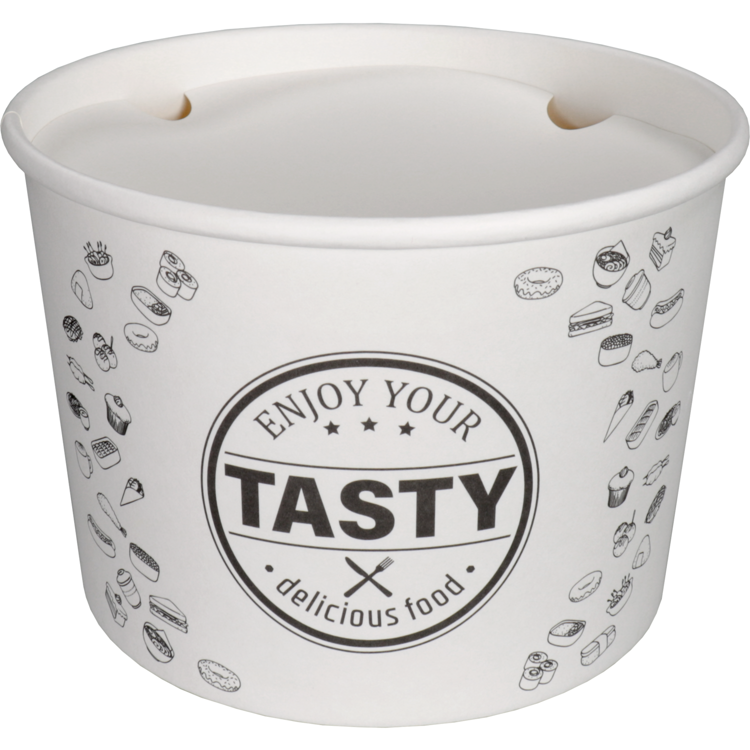 Bak, Karton + PE, 1890ml, TASTY, incl. deksel, foodbucket, wit 1