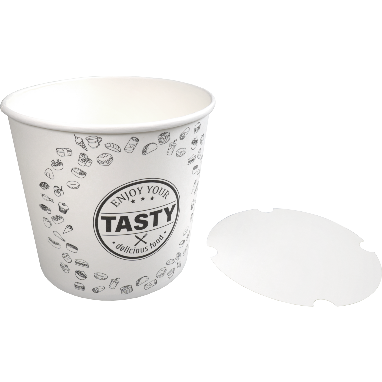 Bak, Karton + PE, 2150ml, TASTY, incl. deksel, foodbucket, 160mm, wit 3