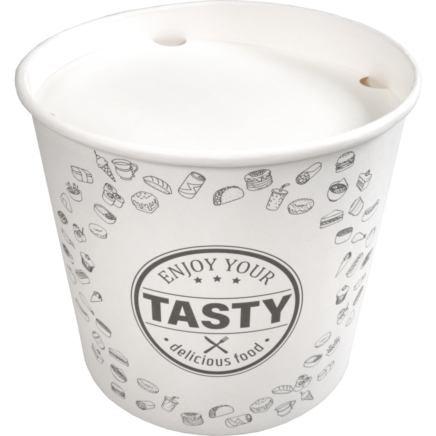Bak, Karton + PE, 2150ml, TASTY, incl. deksel, foodbucket, 160mm, wit 1