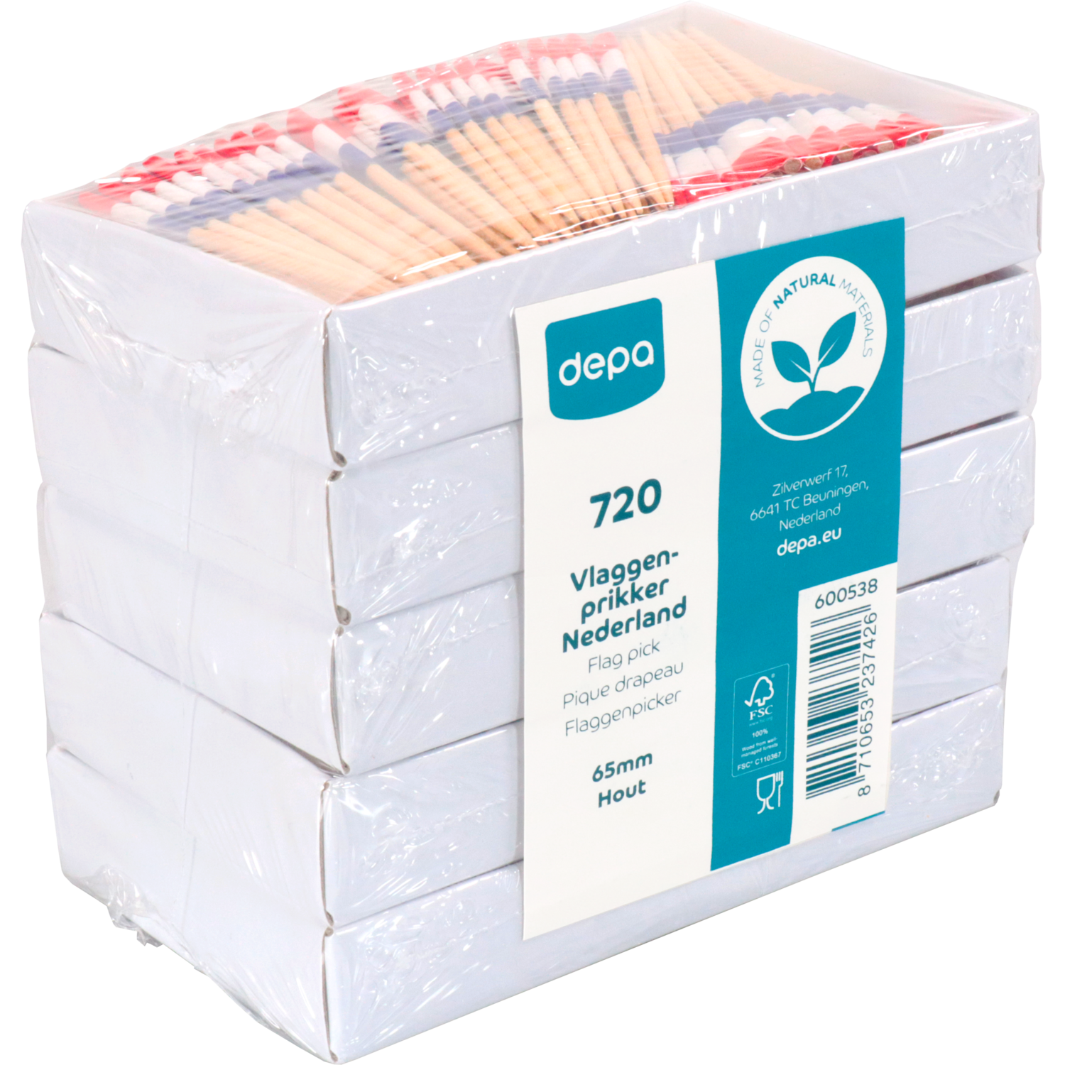 Depa Prikker, vlagprikker, Nederland, Hout, 65mm, rood/wit/blauw 4