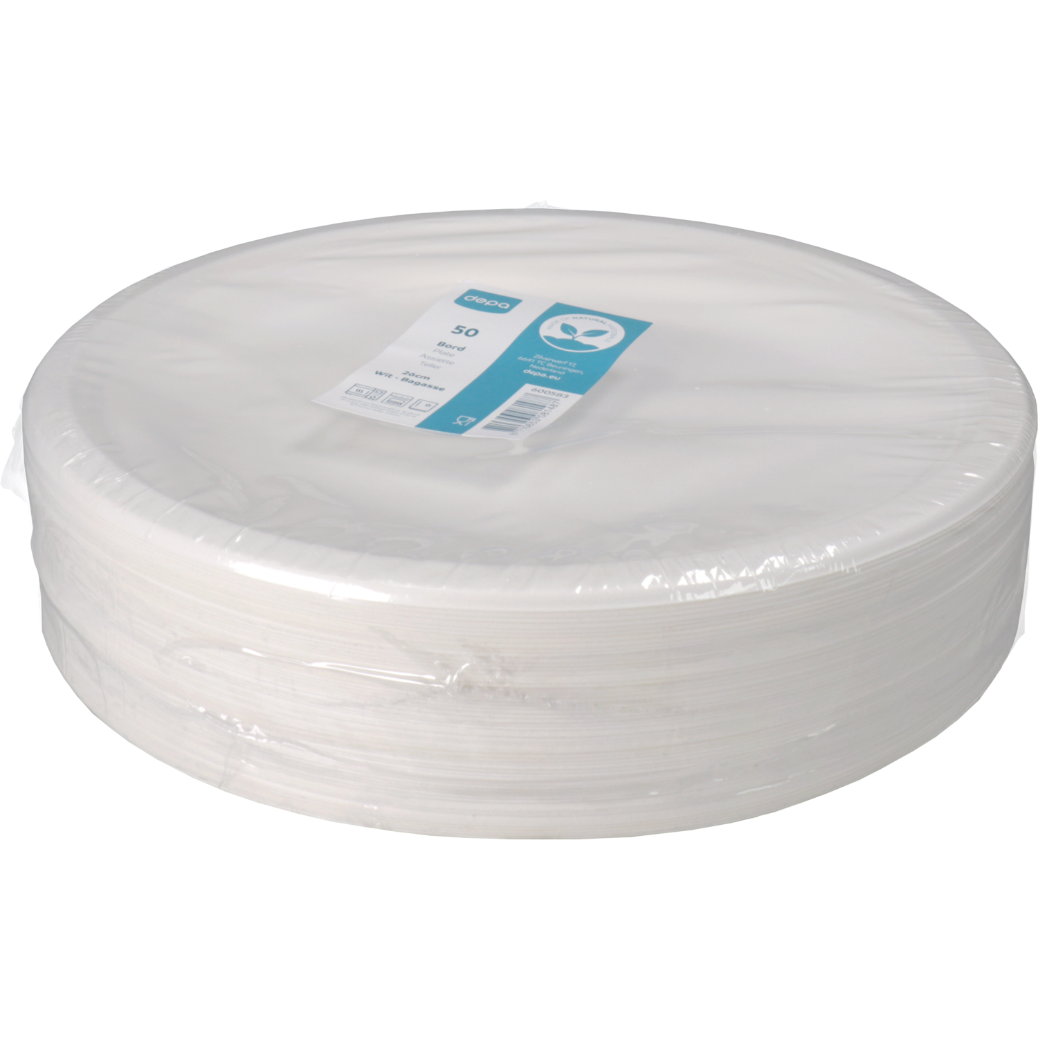 Depa Bord, rond, 1-vaks, bagasse (suikerrietpulp), Ø26cm, wit 3