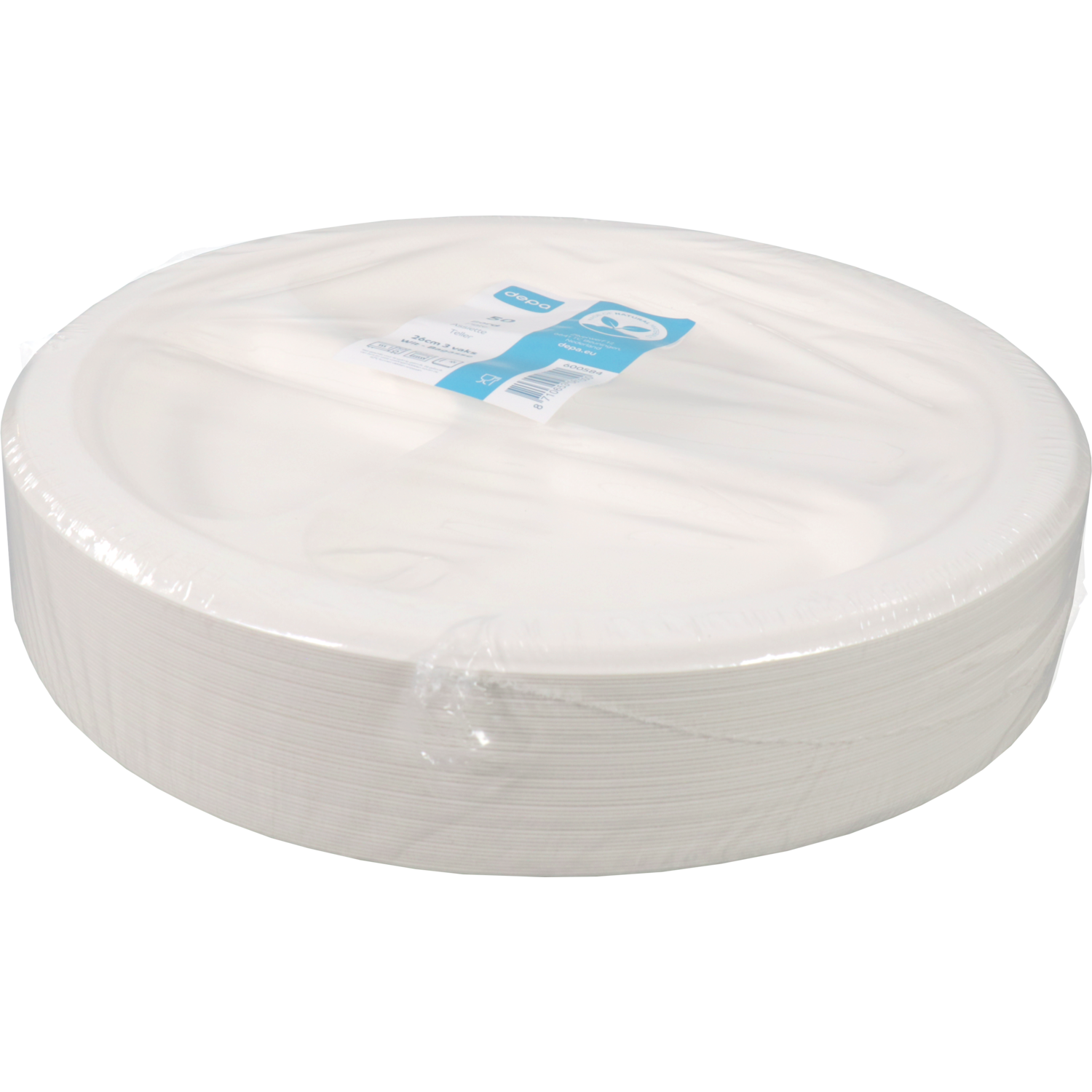 Depa Bord, rond, 3-vaks, bagasse (suikerrietpulp), Ø26cm, wit 3