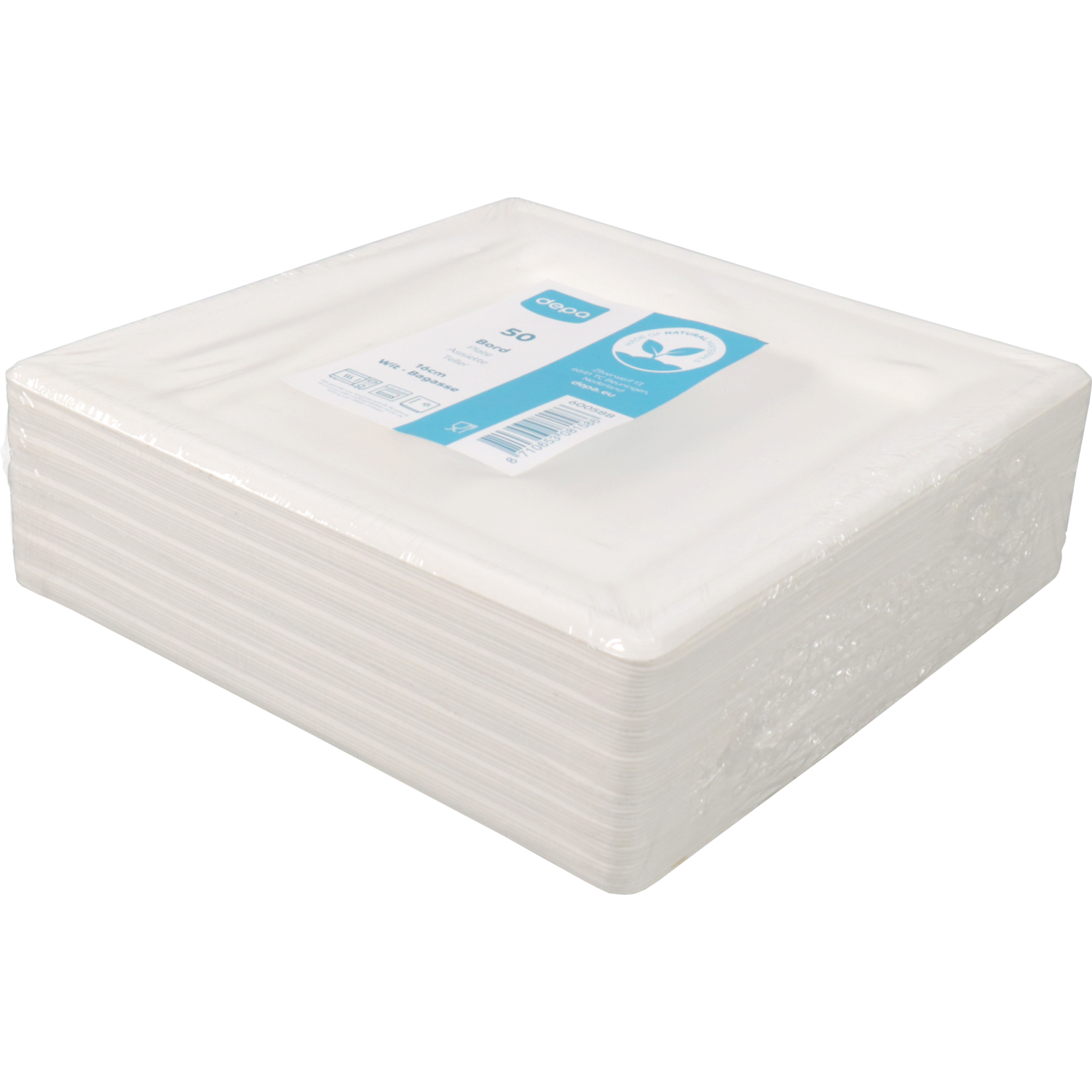 Depa Bord, vierkant, 1-vaks, bagasse (suikerrietpulp), 16x16cm, wit 3