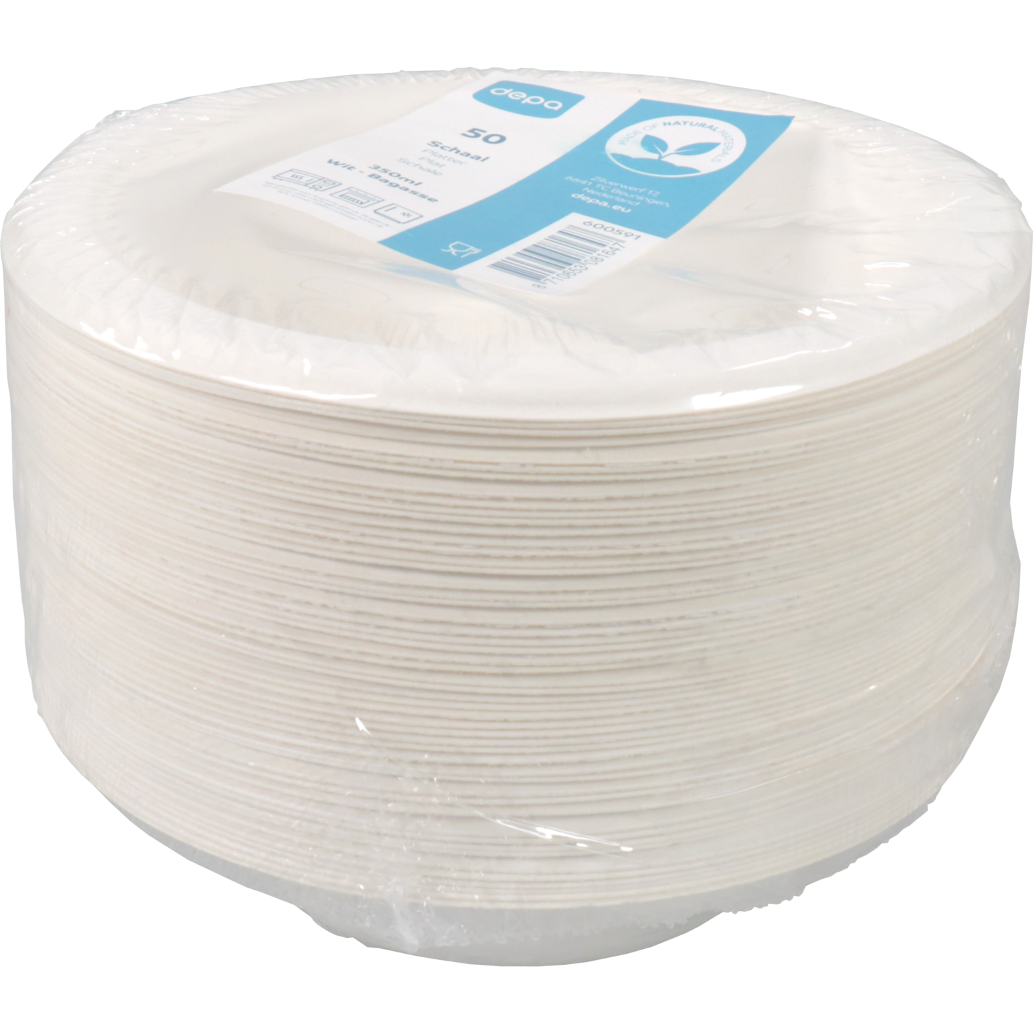 Depa Schaal, bagasse (suikerrietpulp), rond, 350ml, wit 3