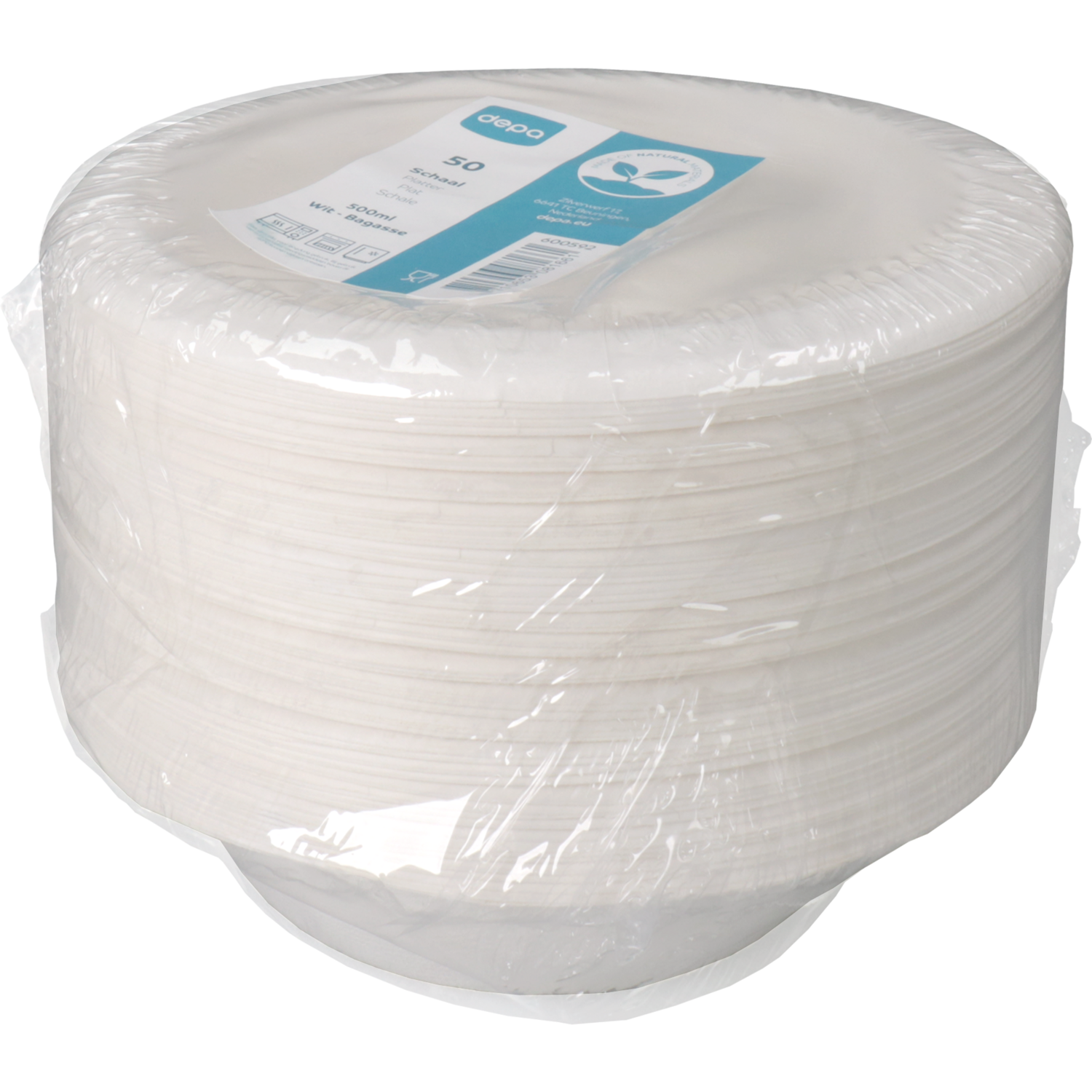 Depa Schaal, bagasse (suikerrietpulp), 500ml, wit 3