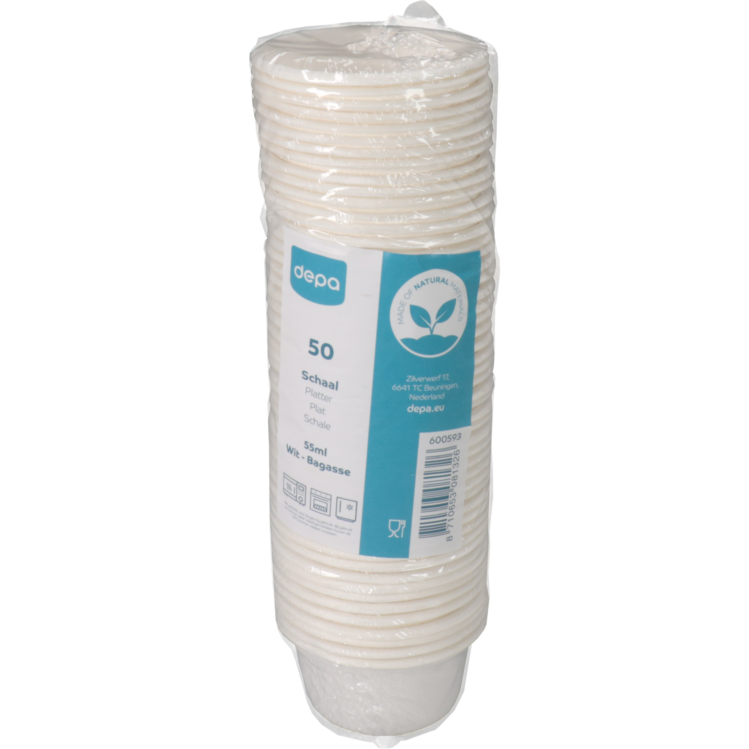 Depa Schaal, sausbakje, bagasse (suikerrietpulp), 55ml, wit 5