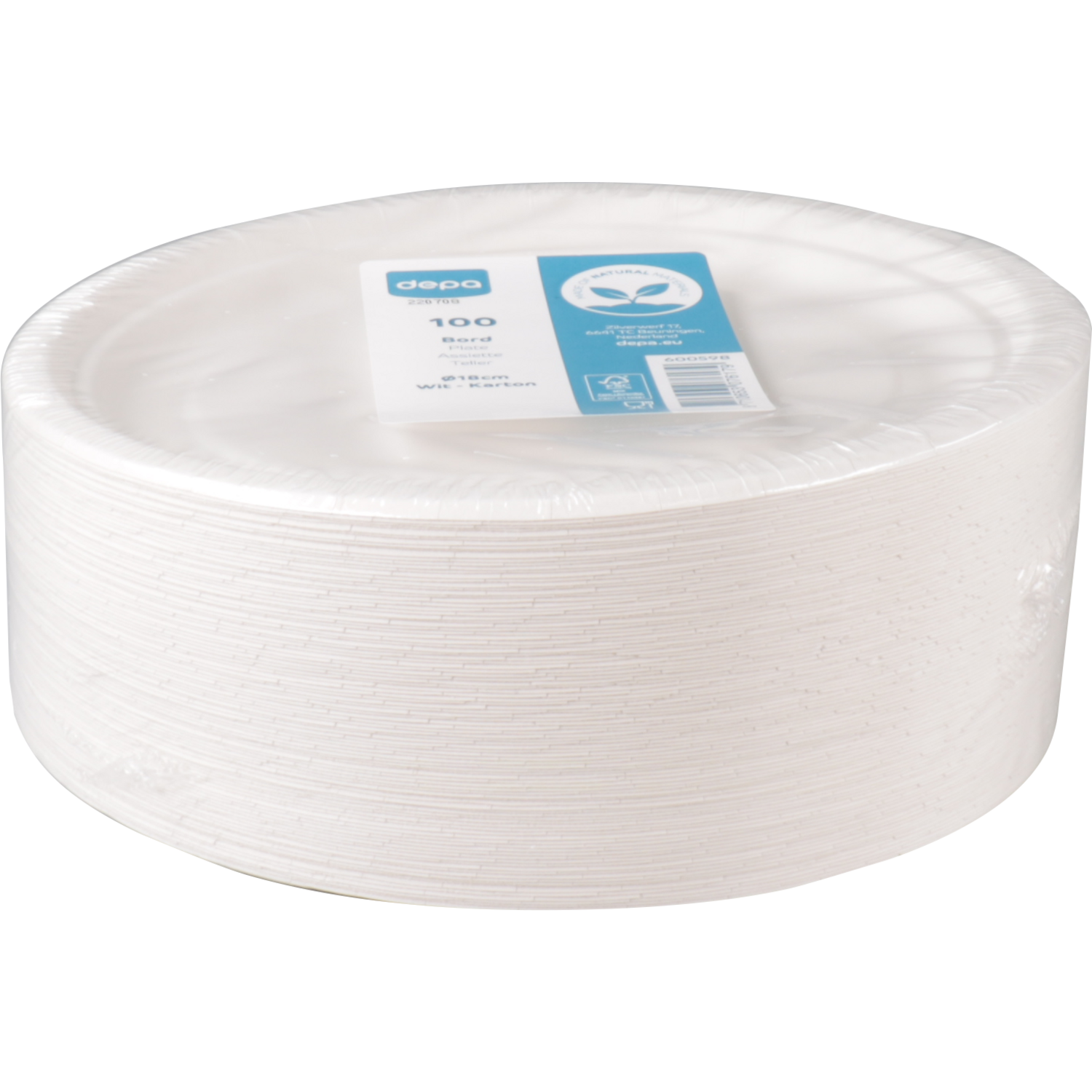 Depa Bord, rond, 1-vaks, karton, Ø18cm, wit 2