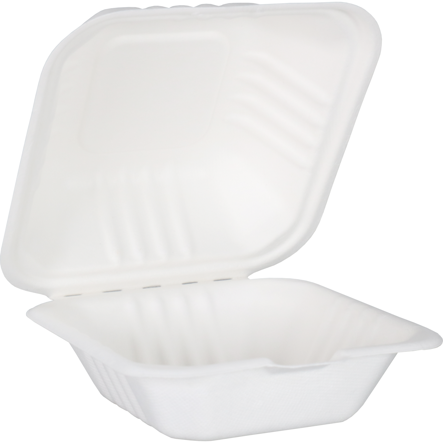 Bak, Bagasse (suikerrietpulp), hamburgerbox, 150x150x78mm, wit 2