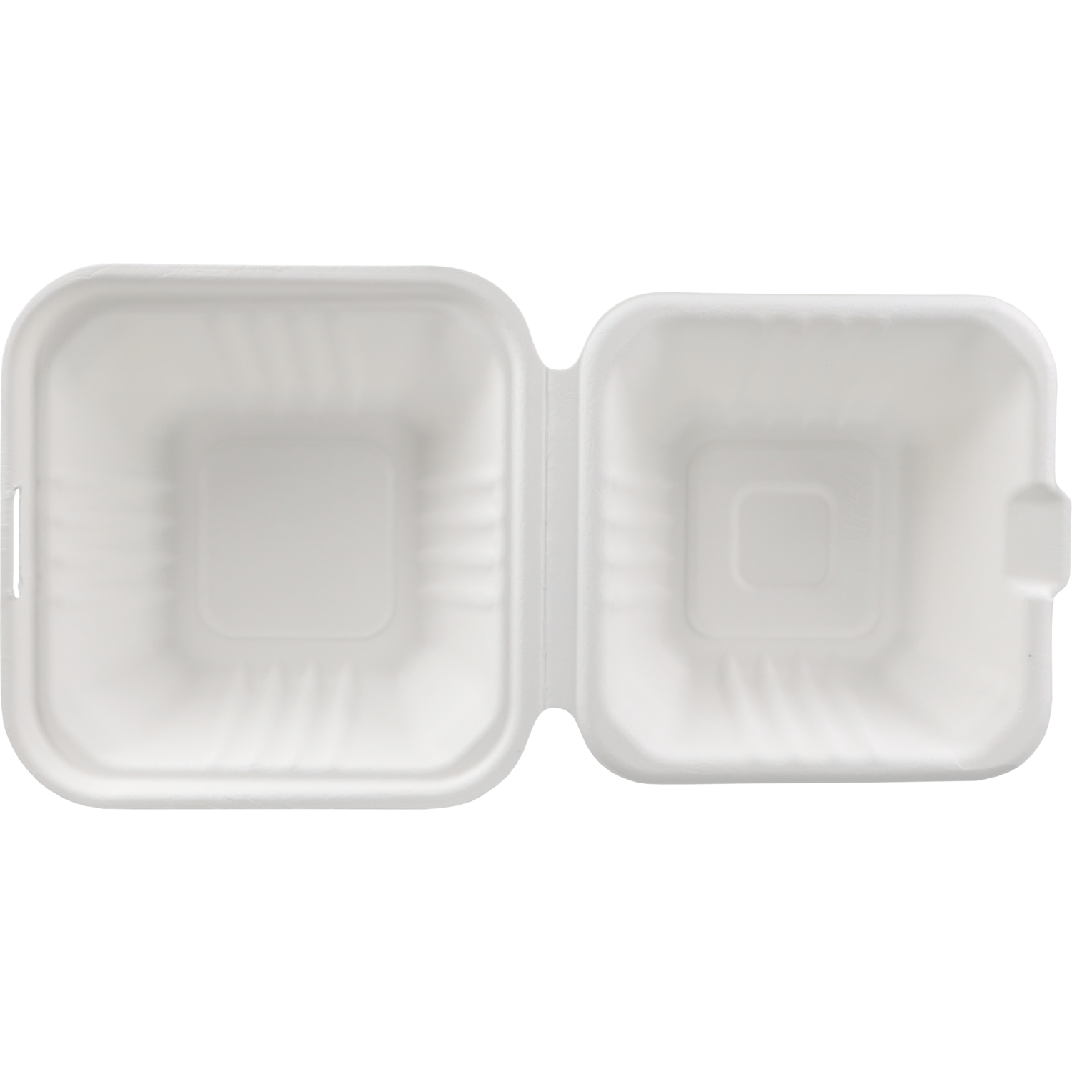 Bak, Bagasse (suikerrietpulp), hamburgerbox, 150x150x78mm, wit 3