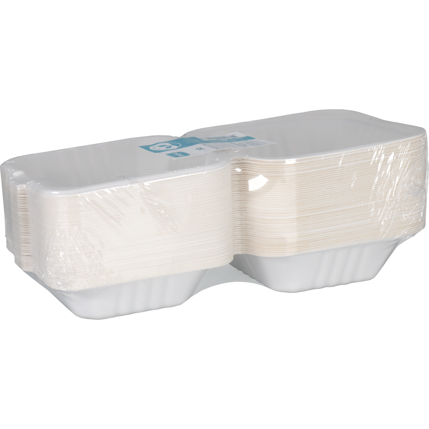 Bak, Bagasse (suikerrietpulp), hamburgerbox, 150x150x78mm, wit 4