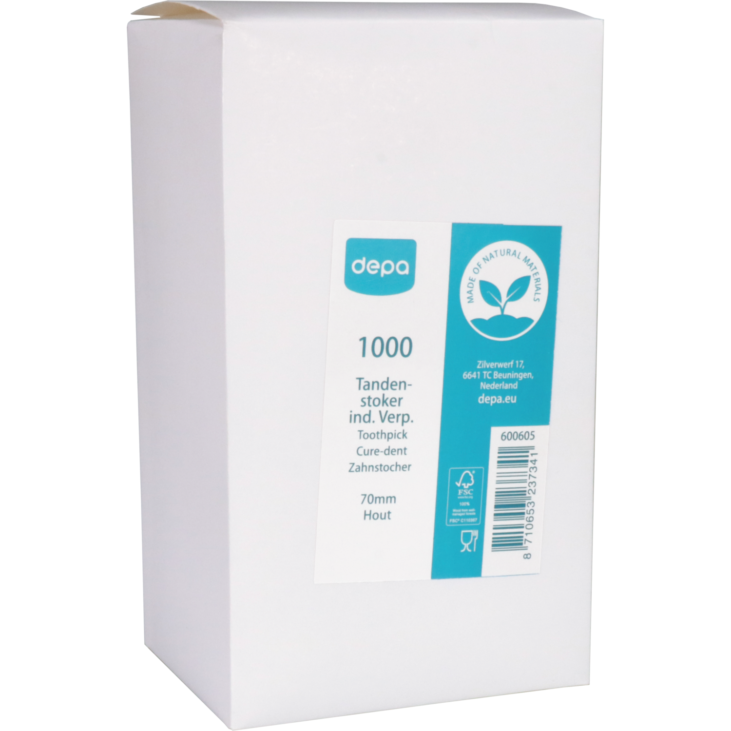 Depa Tandenstoker, hout, 70mm, naturel 4