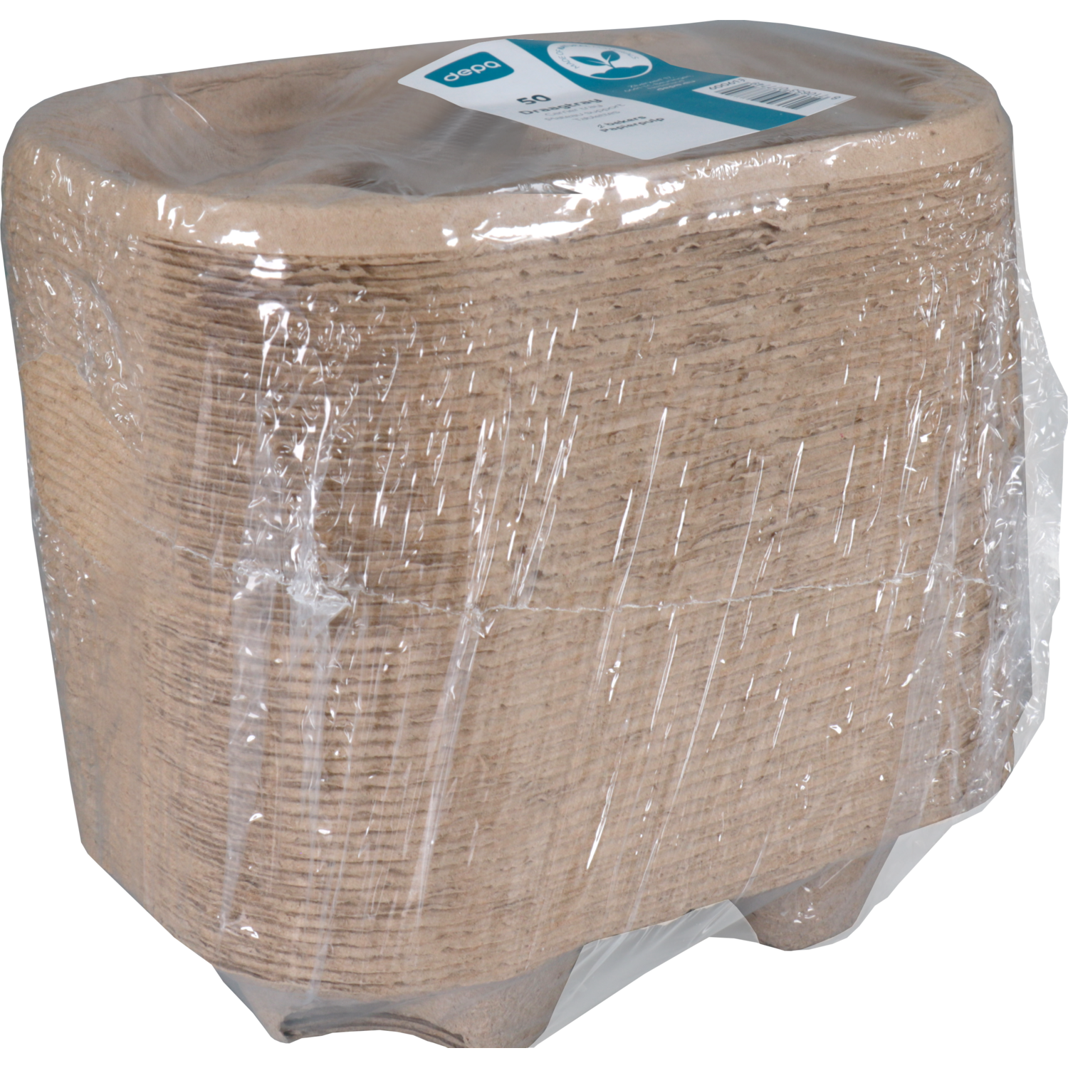 Draagtray, 2-vaks, 216x116x48mm, papierpulp,  4