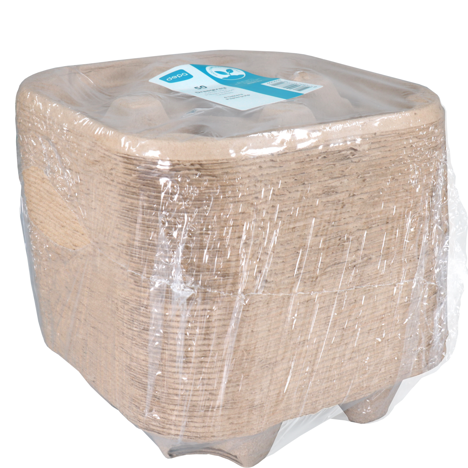 Depa Draagtray, 4 bekers, 217x217x48mm, papierpulp, bruin 4