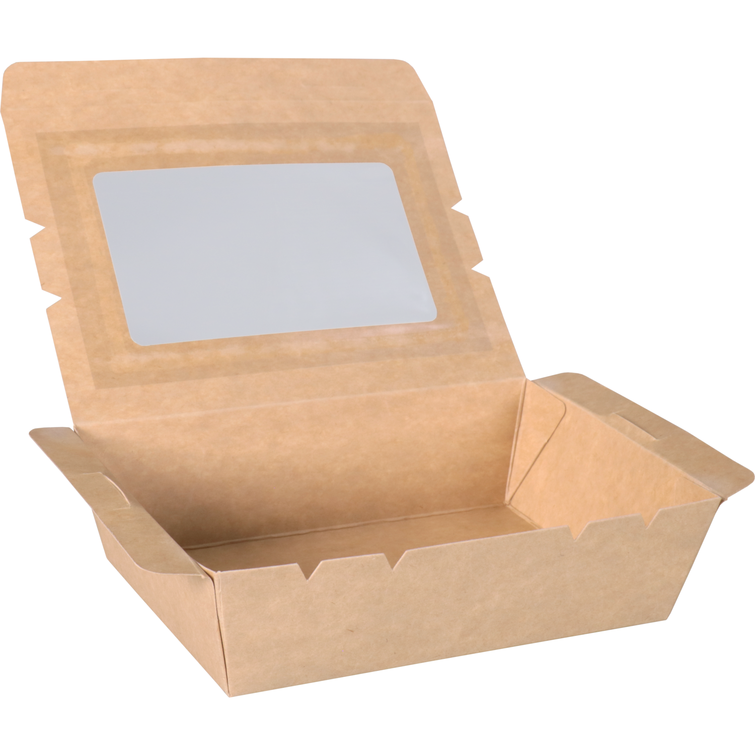 Depa Bak, Karton + PE + PET-coating, met venster, maaltijdbox, 150x100x45mm, bruin 2