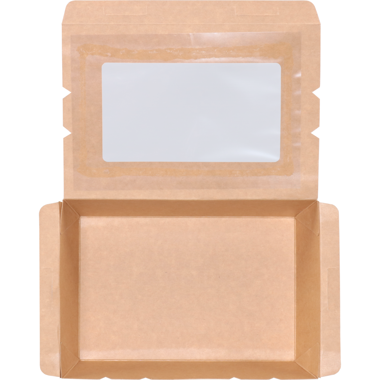 Depa Bak, Karton + PE + PET-coating, met venster, maaltijdbox, 150x100x45mm, bruin 3