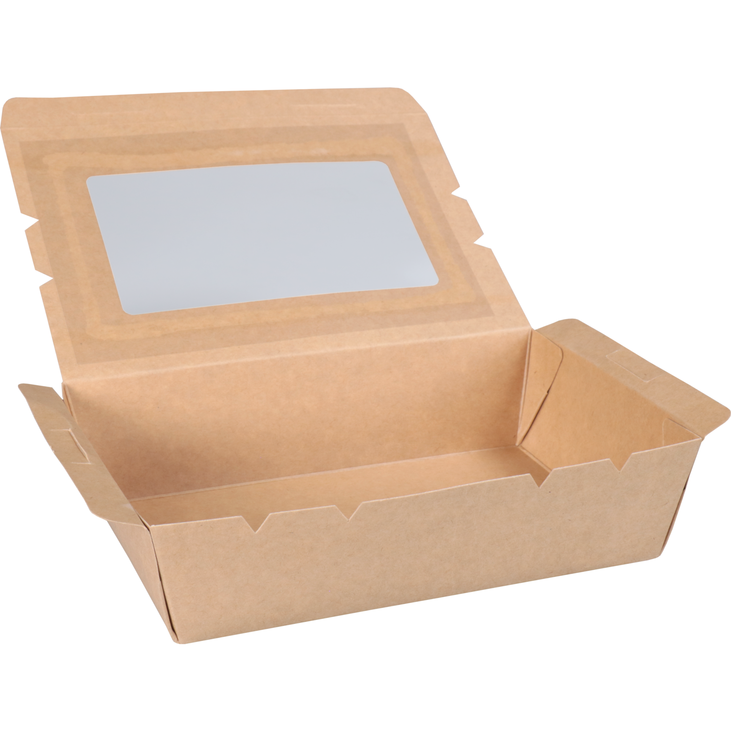 Depa Bak, Karton + PE + PET-coating, met venster, maaltijdbox, 180x120x50mm, bruin 2