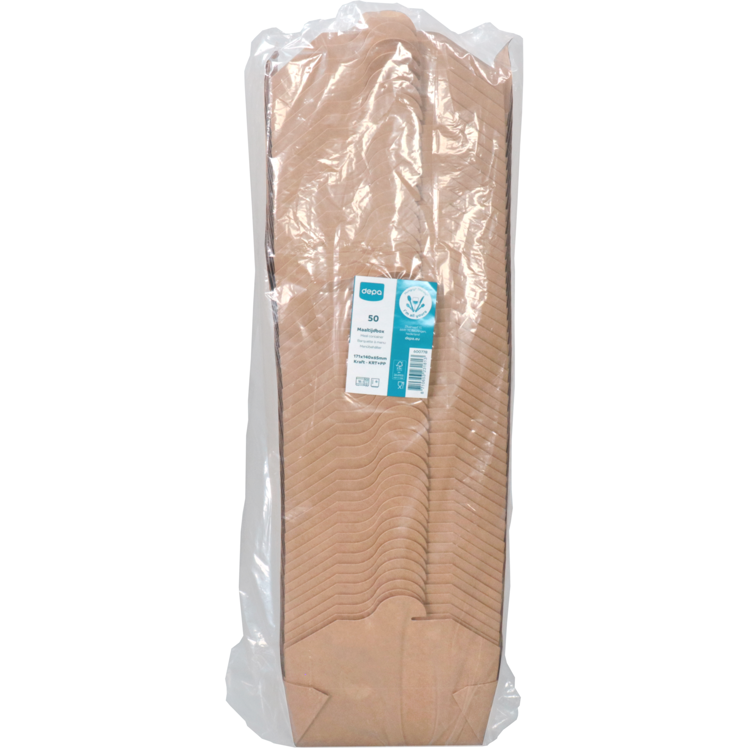 Depa Bak, Karton + PP, maaltijdbox, 171x140x65mm, bruin 5