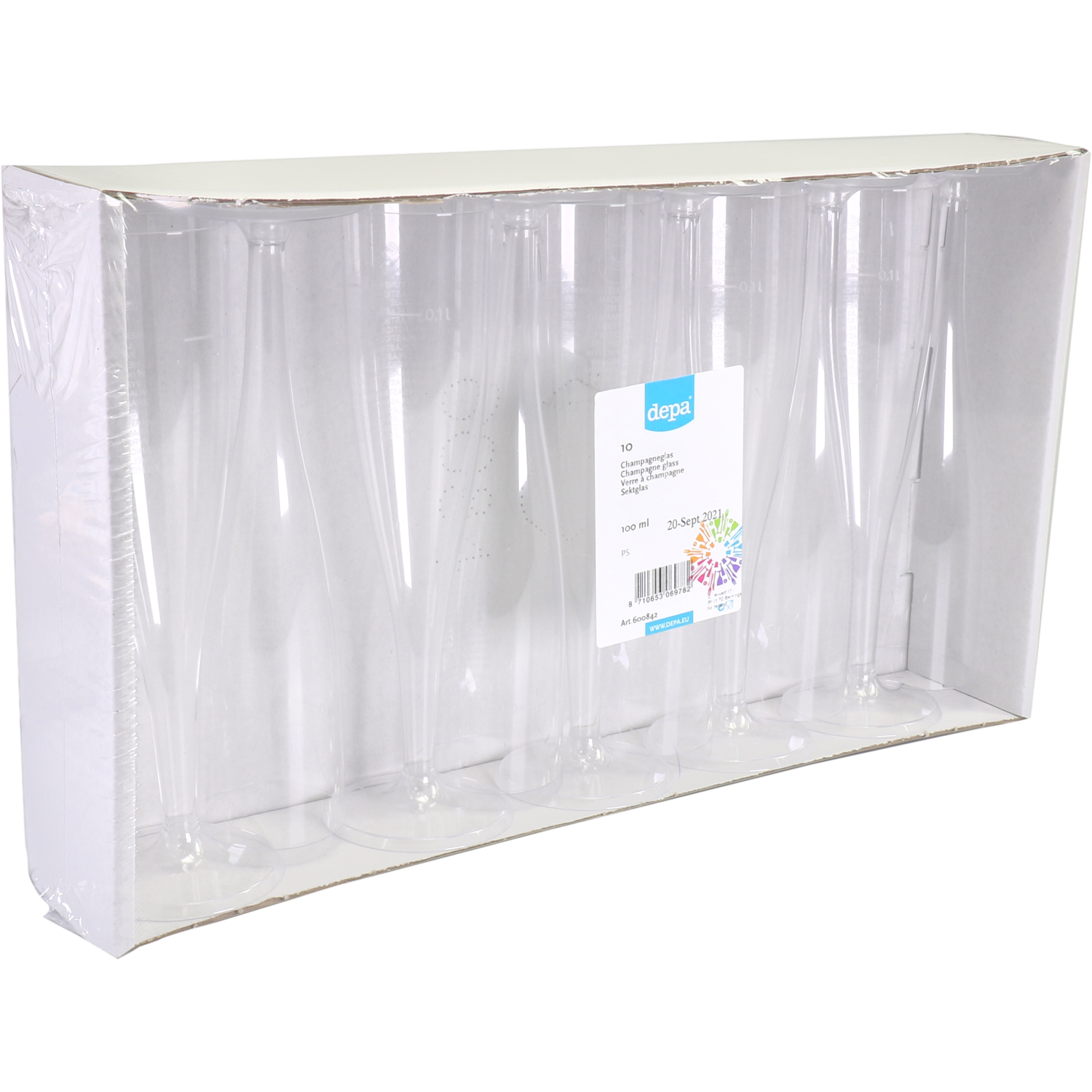 Glas, champagneglas, dispenserdoos, pS, 100ml, 200mm, glashelder 2