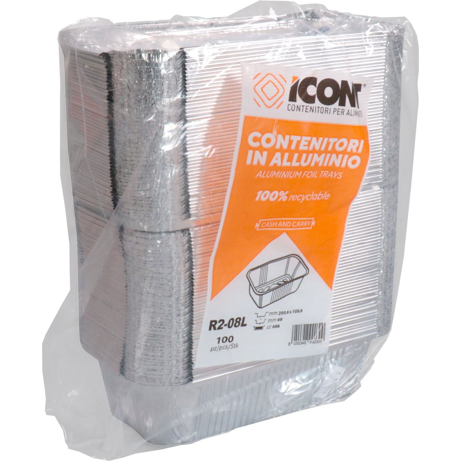 Bak, Aluminium, 700ml, opstaande rand, 203x110x59mm, zilver 5