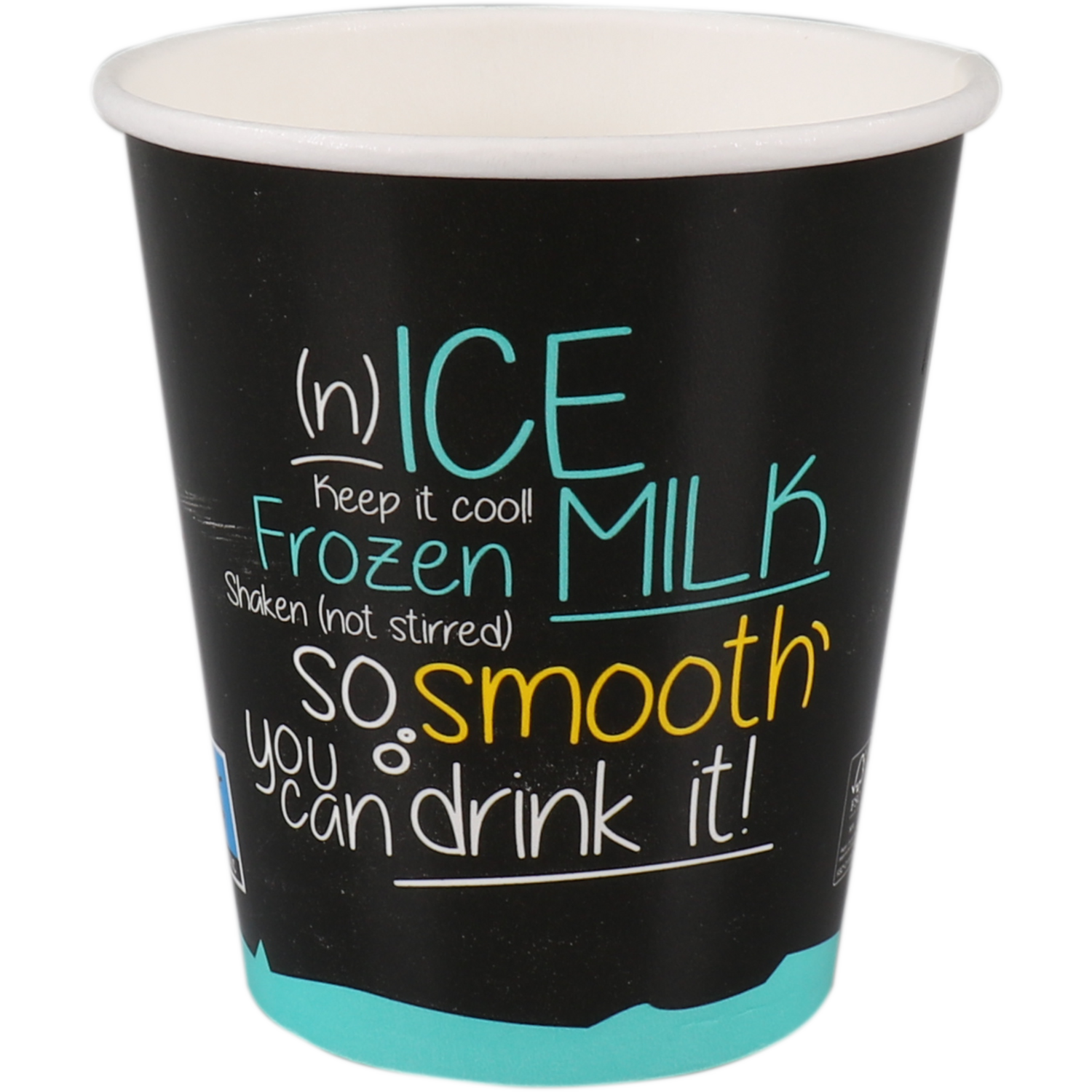 Depa, Milkshakebeker, ICE is (N)ICE, Karton + PE, 300ml, 12oz, Ø90mm, zwart/lichtblauw 1