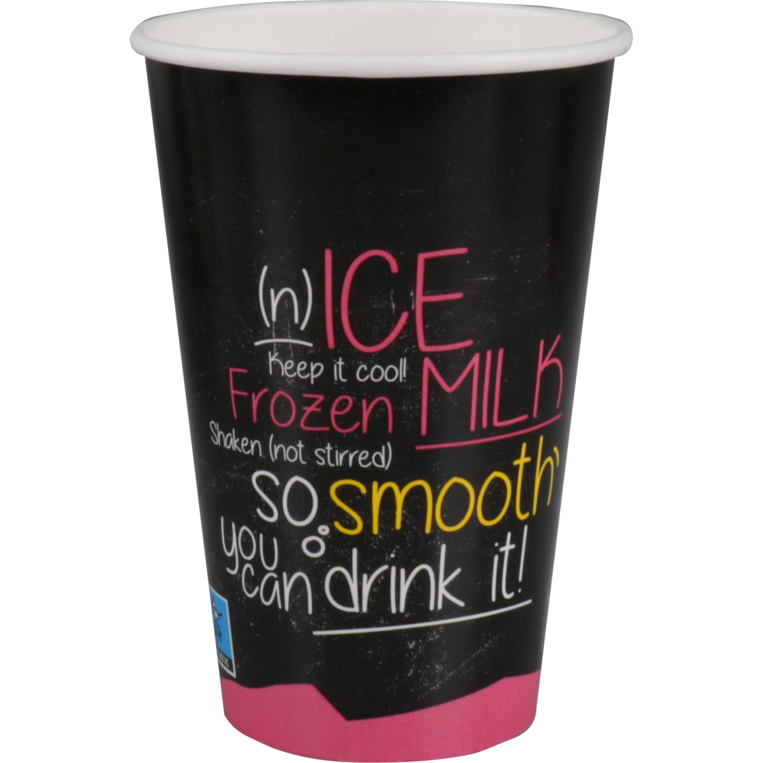 Depa, Milkshakebeker, ICE is (N)ICE, Karton + PE, 400ml, 16oz, Ø90mm, zwart/roze 1