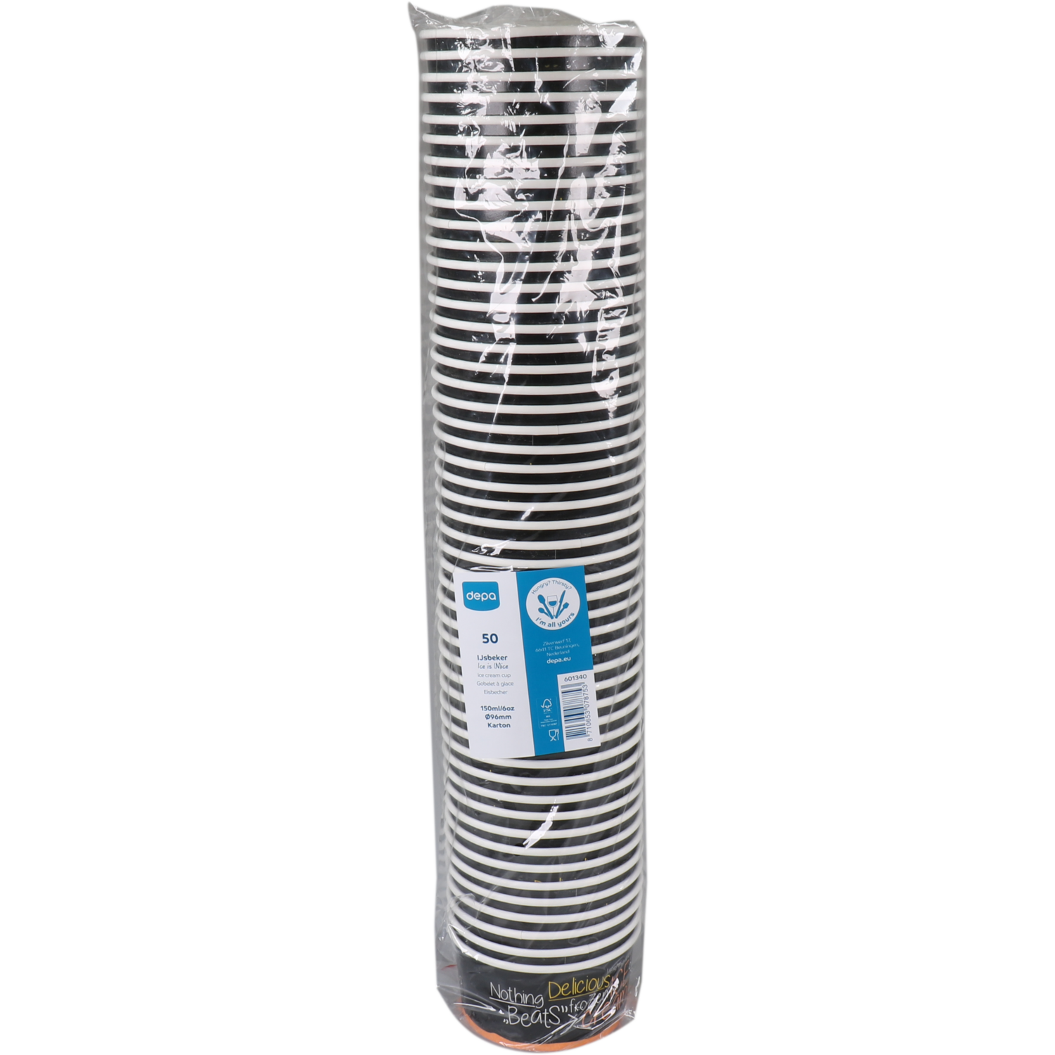 Cup, ijscup, 150ml, 6oz, Ø 96mm, 49mm, karton + PE, zwart/oranje 2
