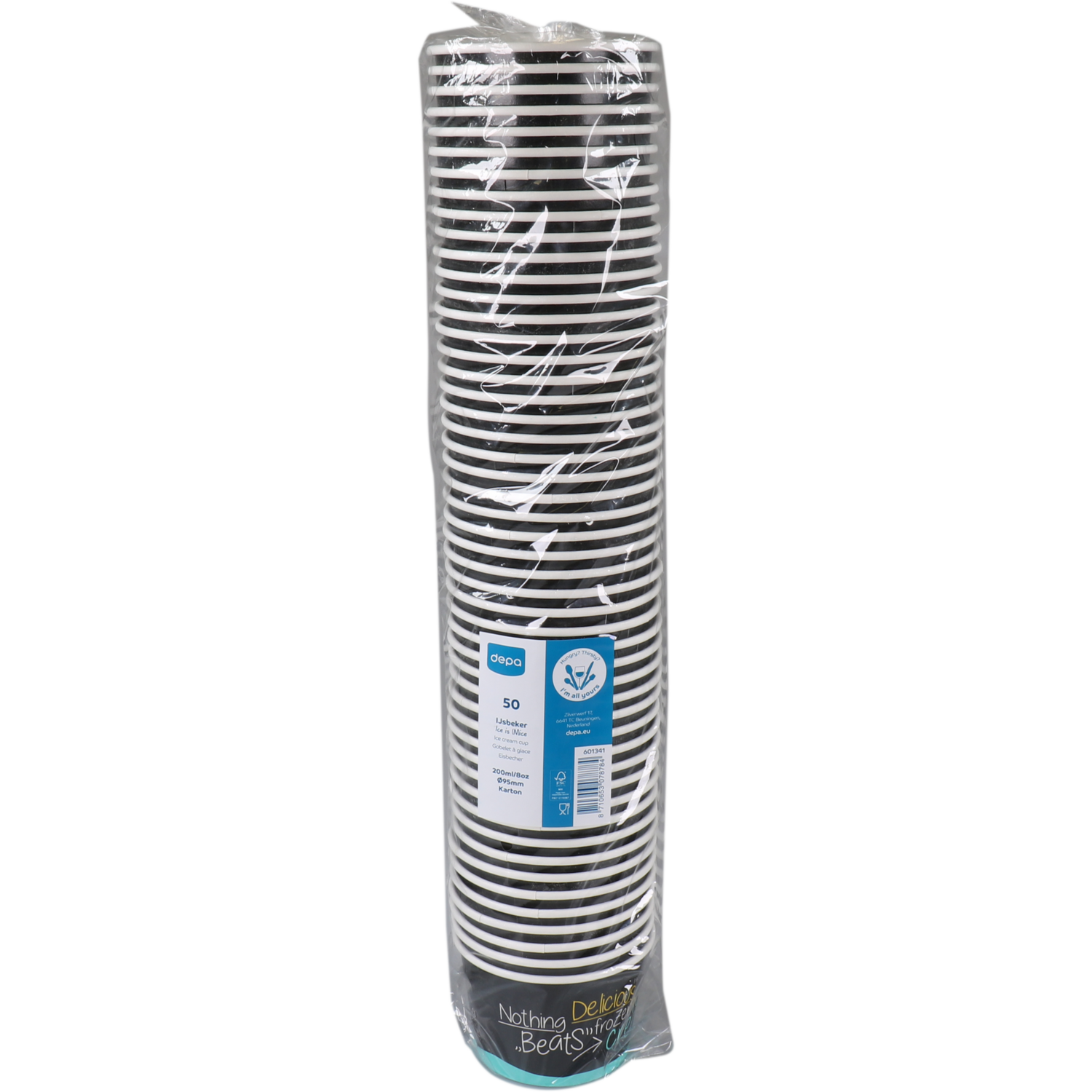 Cup, ijscup, 200ml, 8oz, Ø 95mm, 62mm, karton + PE, blauw/zwart 2