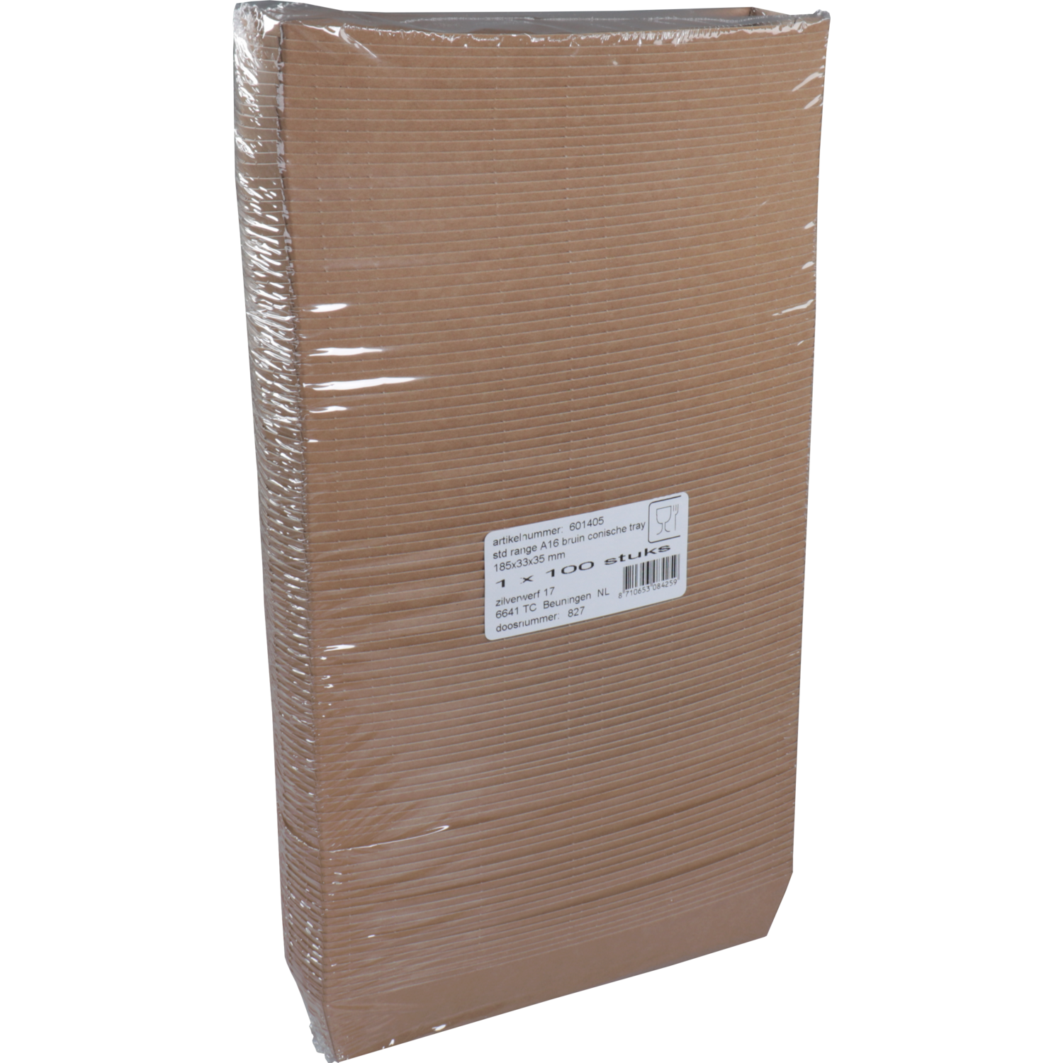 Bak, Karton, A16, snackbak, 185x35x33mm, bruin 3