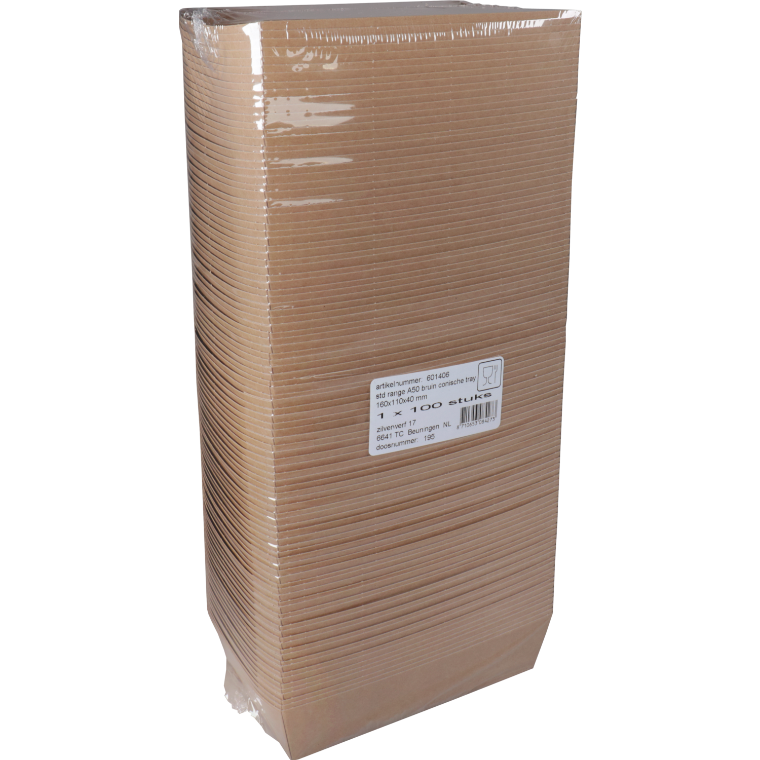 Bak, Karton, A50, snackbak, 160x110x40mm, bruin 3