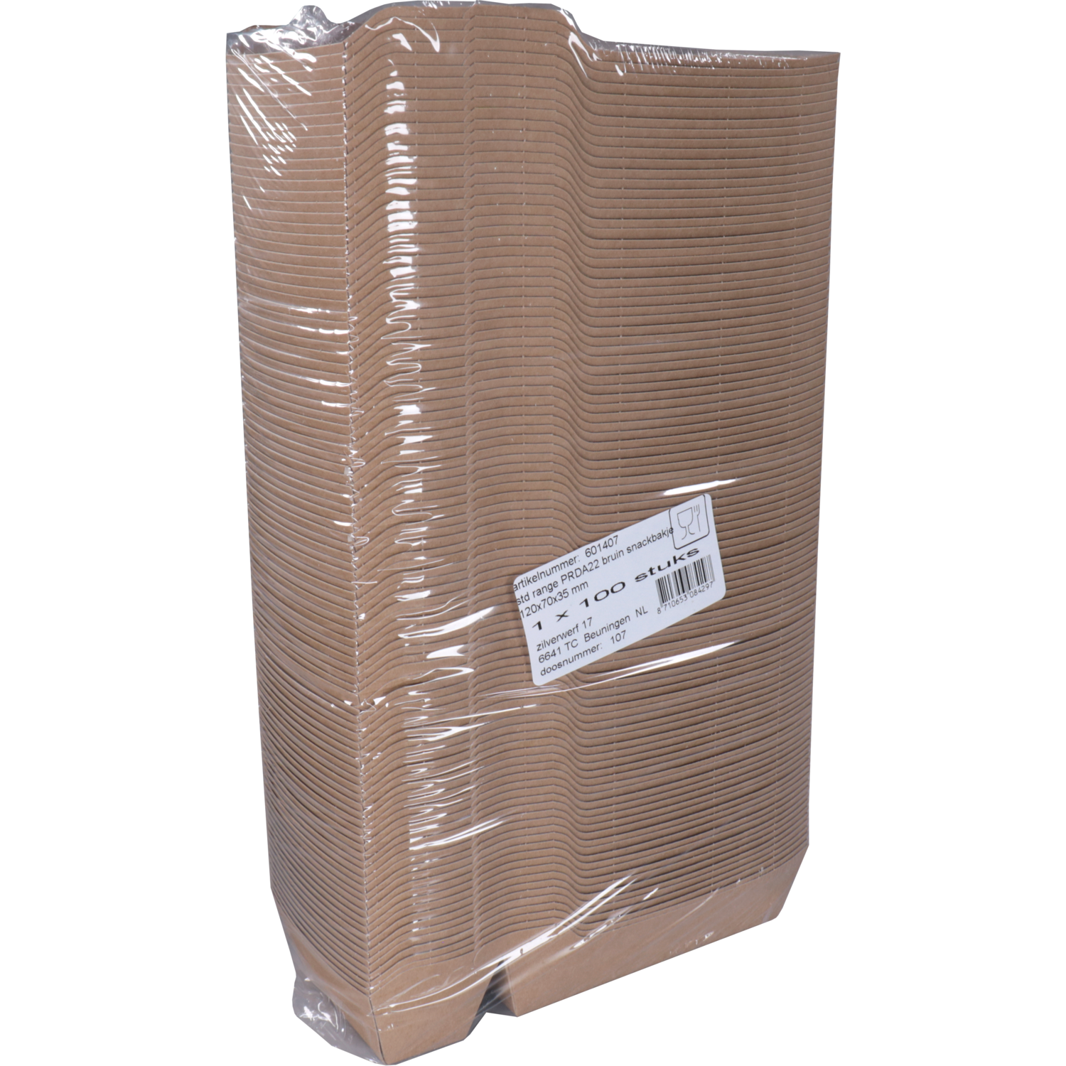 Bak, Karton, A9+1/A22, snackbak, 150x70x35mm, bruin 3