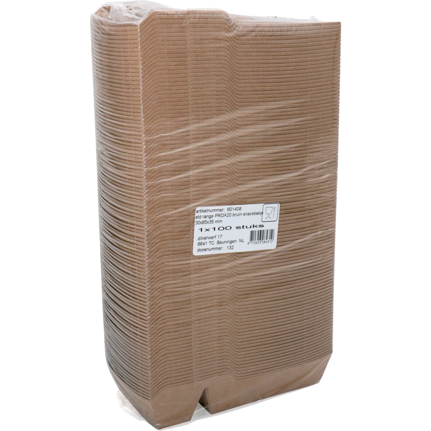 Bak, Karton, A14+1/A20, snackbak, 145x85x35mm, bruin 3