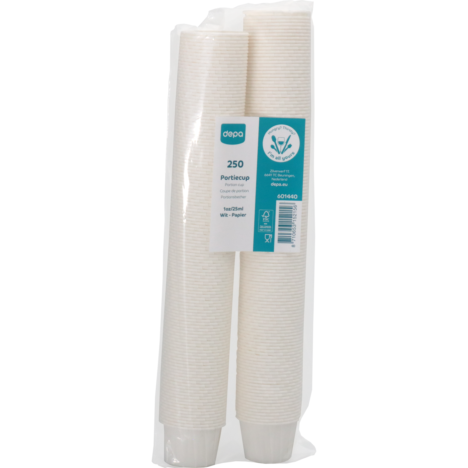 Cup, portiecup, 25ml, 1oz, 30mm, papier, wit 3