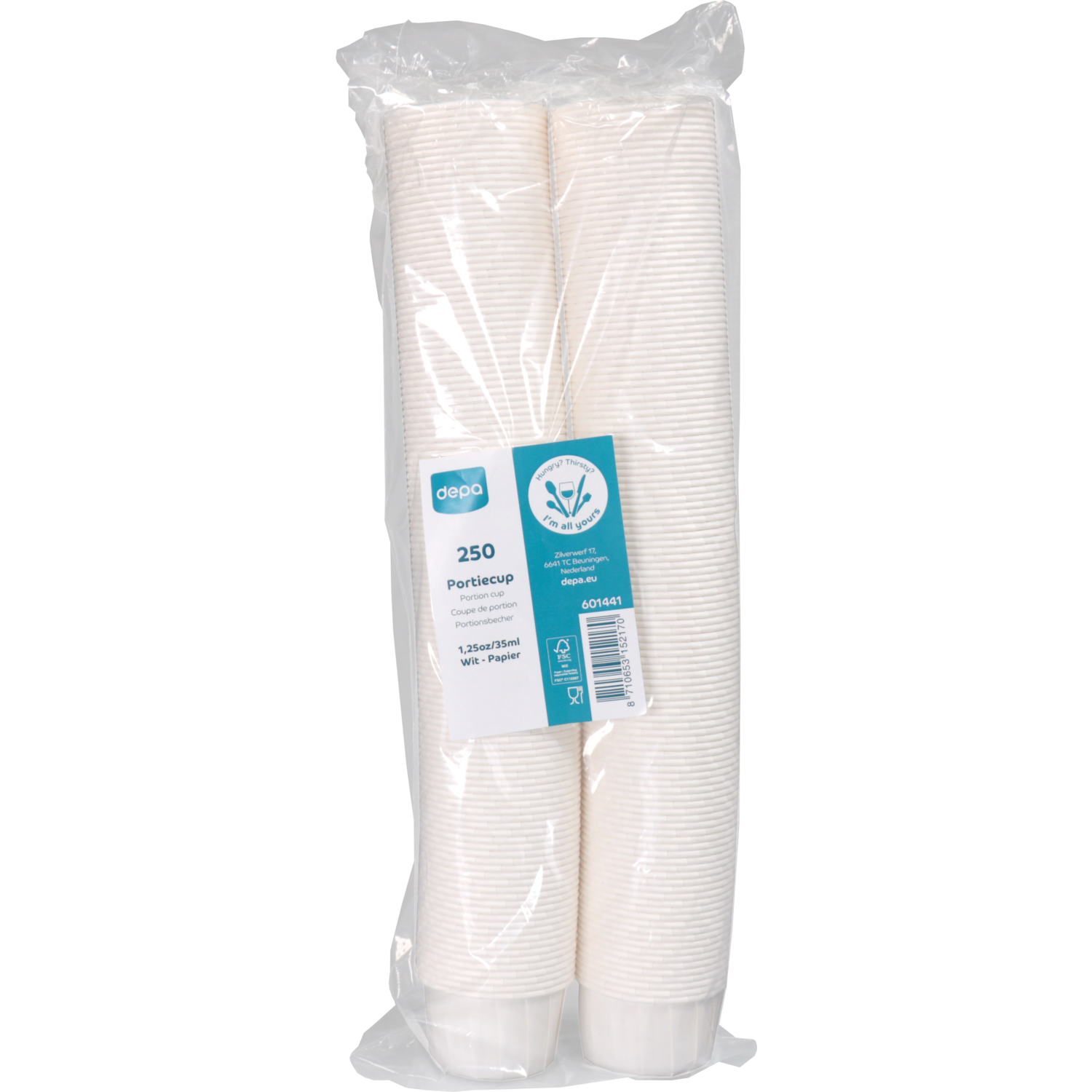Cup, portiecup, 35ml, 1.25oz, 31mm, papier, wit 3