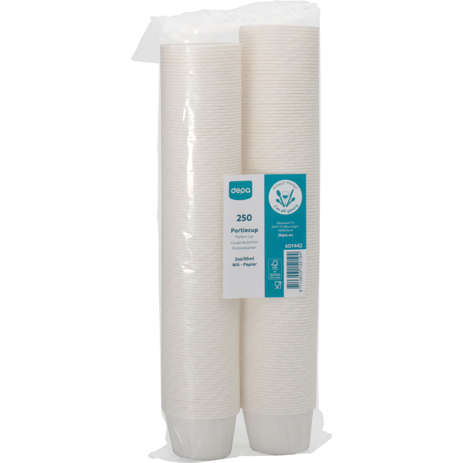 Cup, portiecup, 55ml, 2oz, 35mm, papier, wit 3