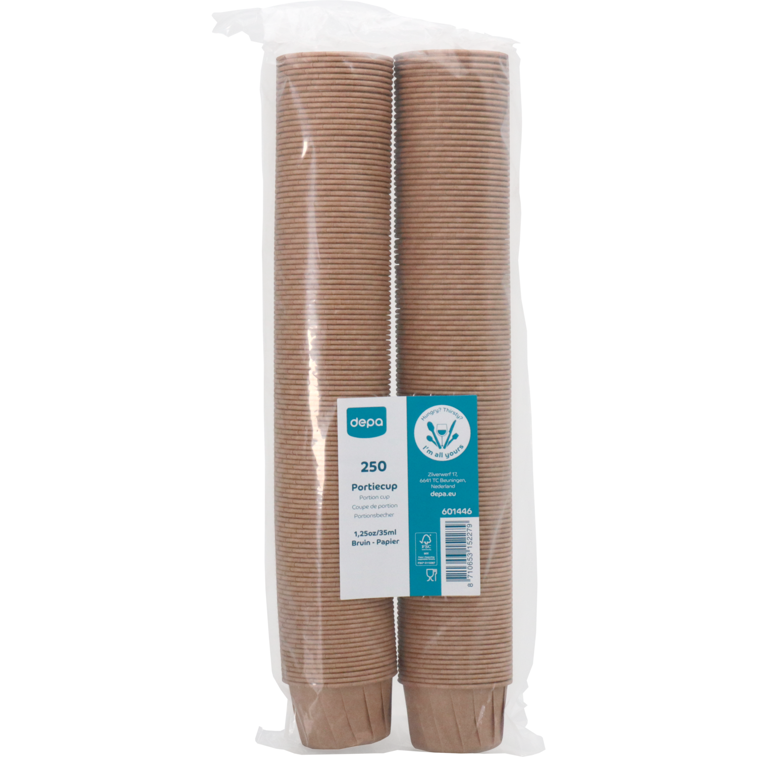 Cup, portiecup, 35ml, 1.25oz, 31mm, papier, bruin 3
