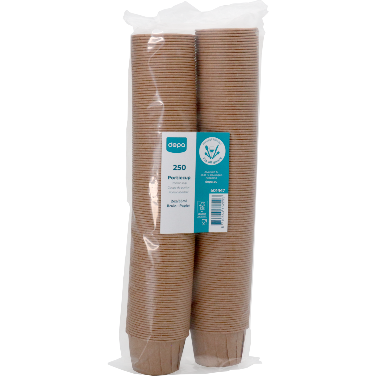 Cup, portiecup, 55ml, 2oz, 35mm, papier, bruin 3
