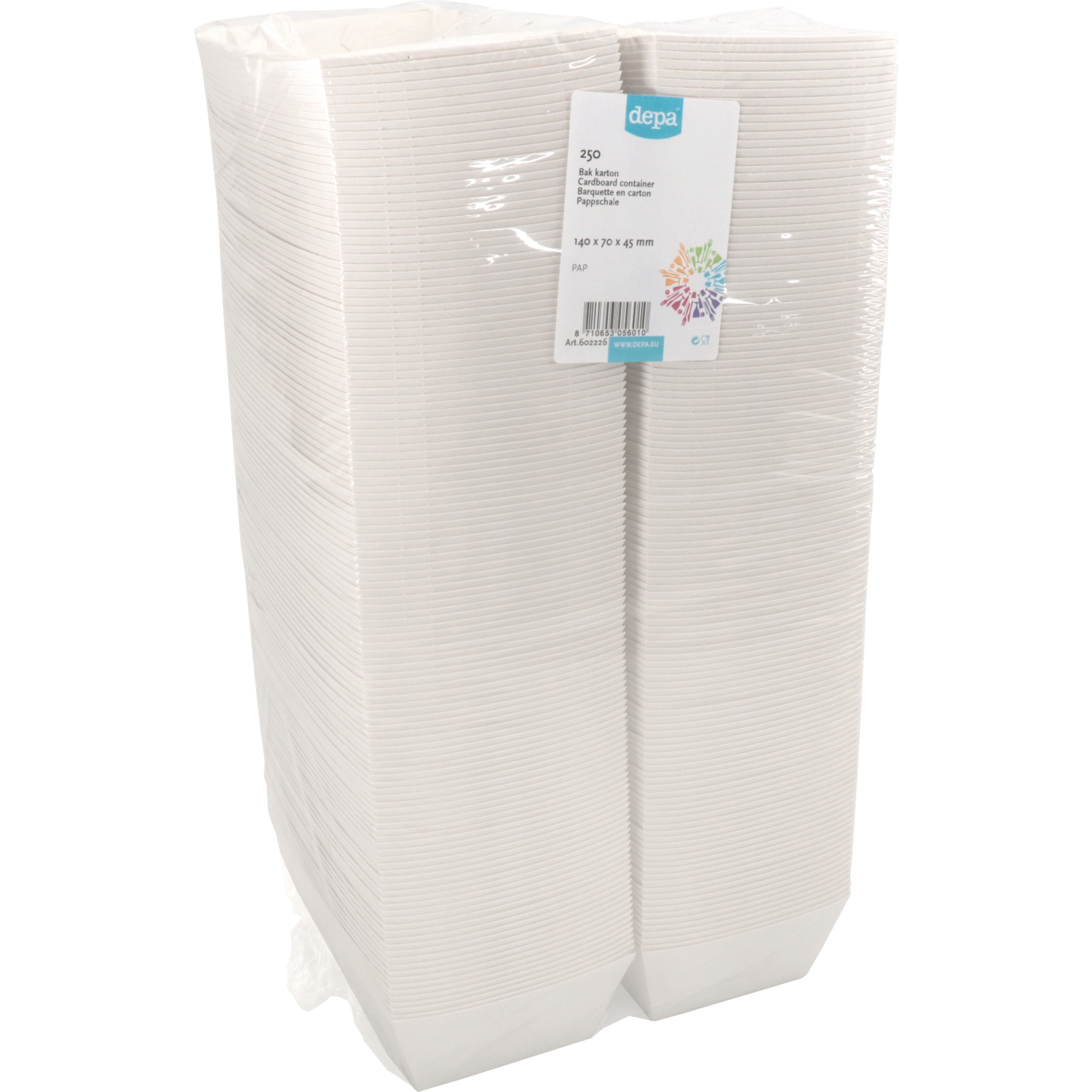 Depa Bak, Karton + kleicoating, KA14, snackbak, 140x70x45mm, wit 3
