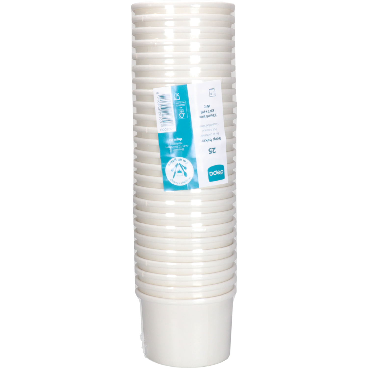 Depa, Soepbeker, Karton + PE, 236ml, 8oz, Ø90mm, wit 5