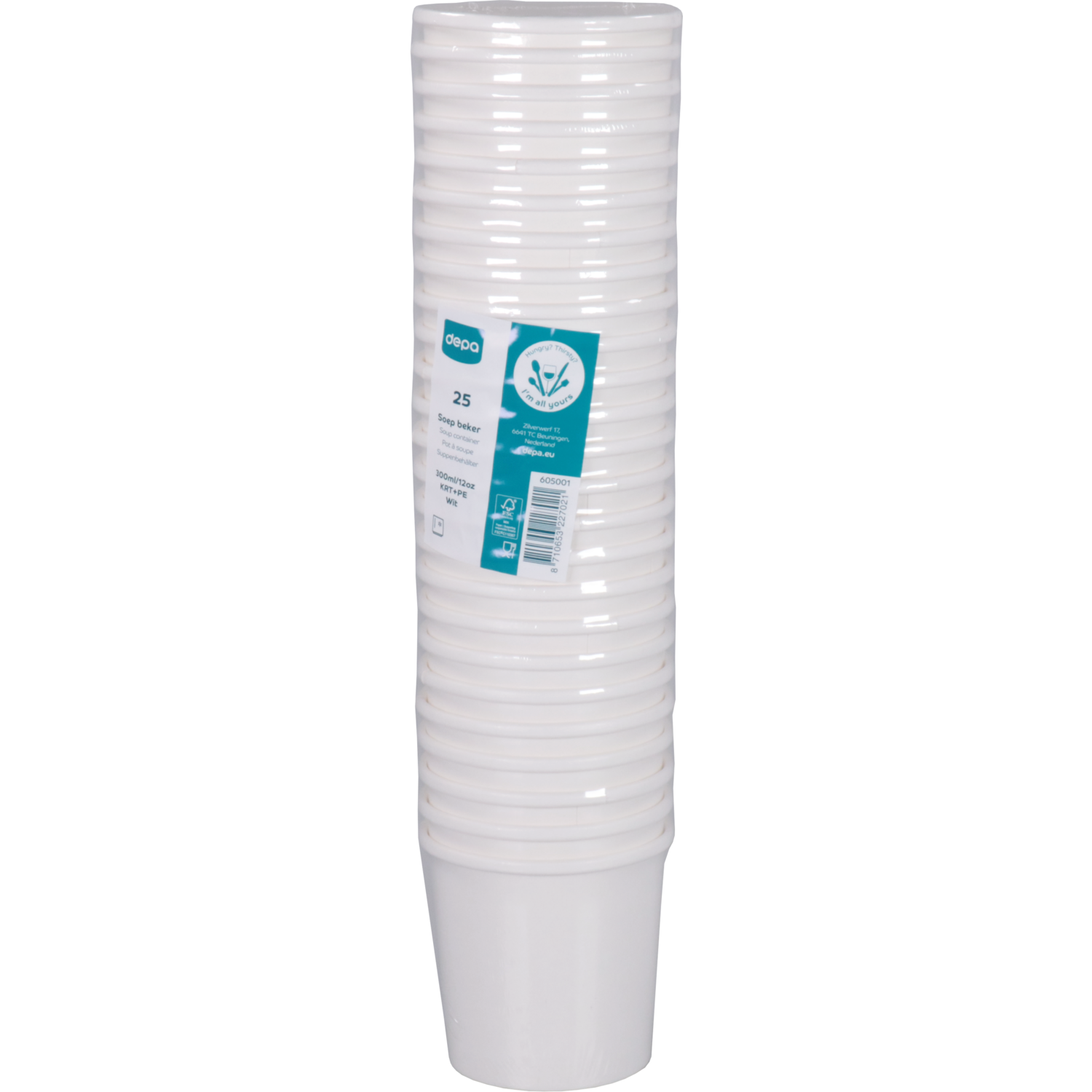 Depa, Soepbeker, Karton + PE, 300ml, 12oz, Ø90mm, wit 3