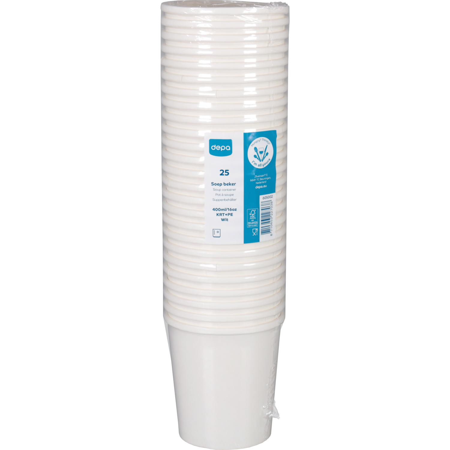 Depa, Soepbeker, Karton + PE, 400ml, 16oz, Ø97mm, wit 4
