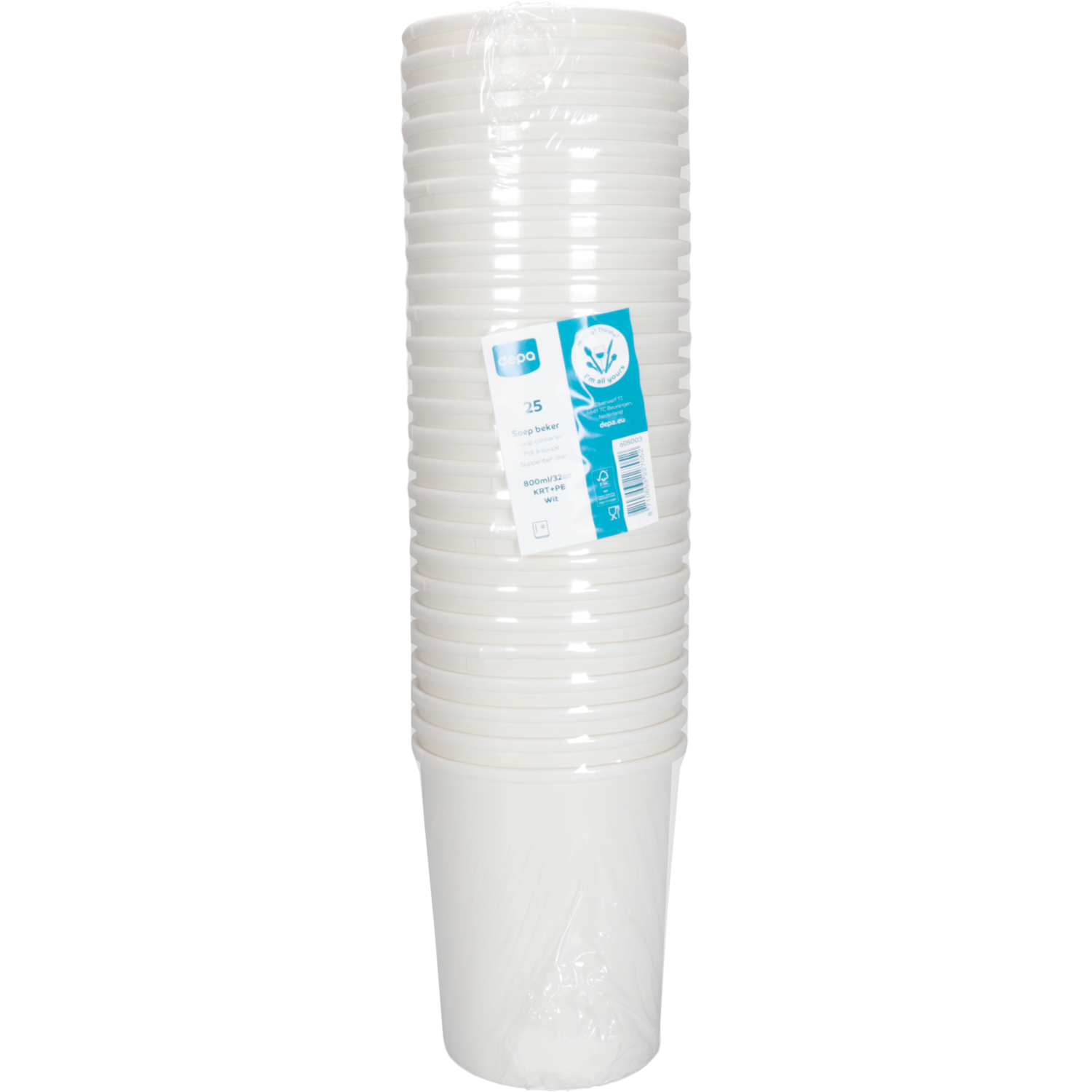 Depa, Soepbeker, Karton + PE, 800ml, 32oz, Ø117mm, wit 3