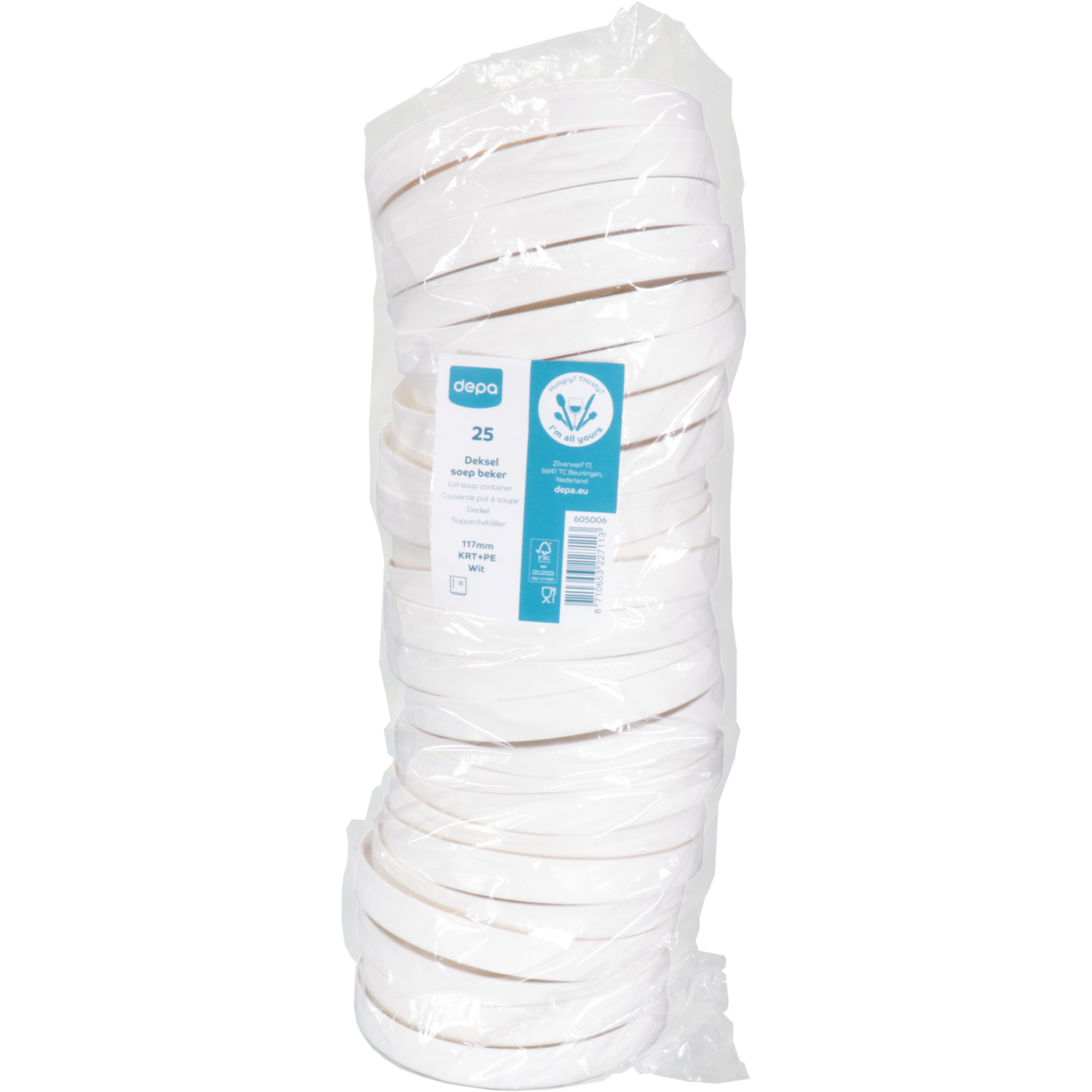 Depa Deksel, soepbeker, Karton + PE, rond, Ø117mm, wit 4