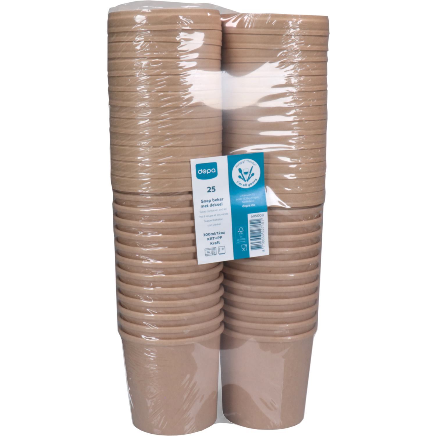 Depa, Soepbeker, incl. deksel, Karton + PP, 300ml, 12oz, Ø90mm, bruin 5