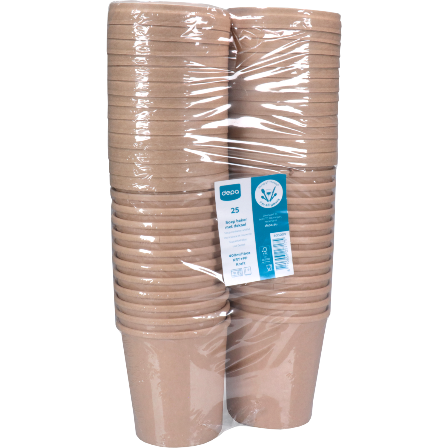 Depa, Soepbeker, incl. deksel, Karton + PP, 400ml, 16oz, Ø97mm, bruin 5