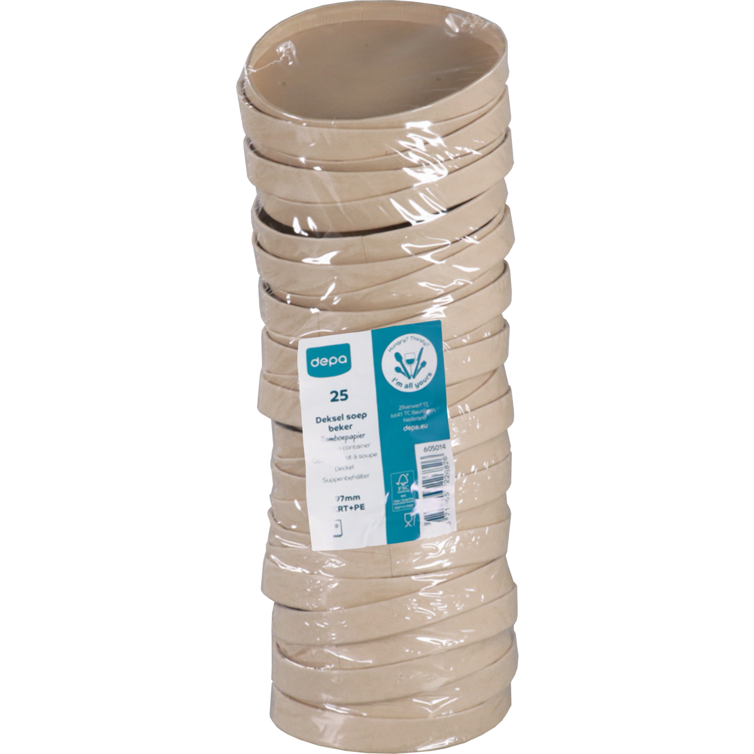 Depa Deksel, soepbeker, Bamboepapier + PE, rond, Ø97mm, naturel 4