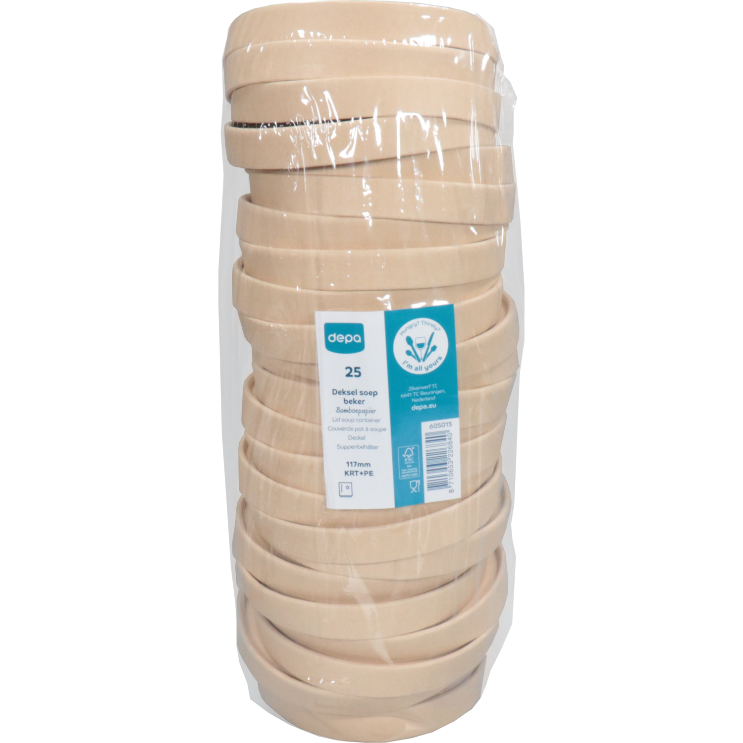 Depa Deksel, soepbeker, Karton + PE, rond, Ø117mm, naturel 5