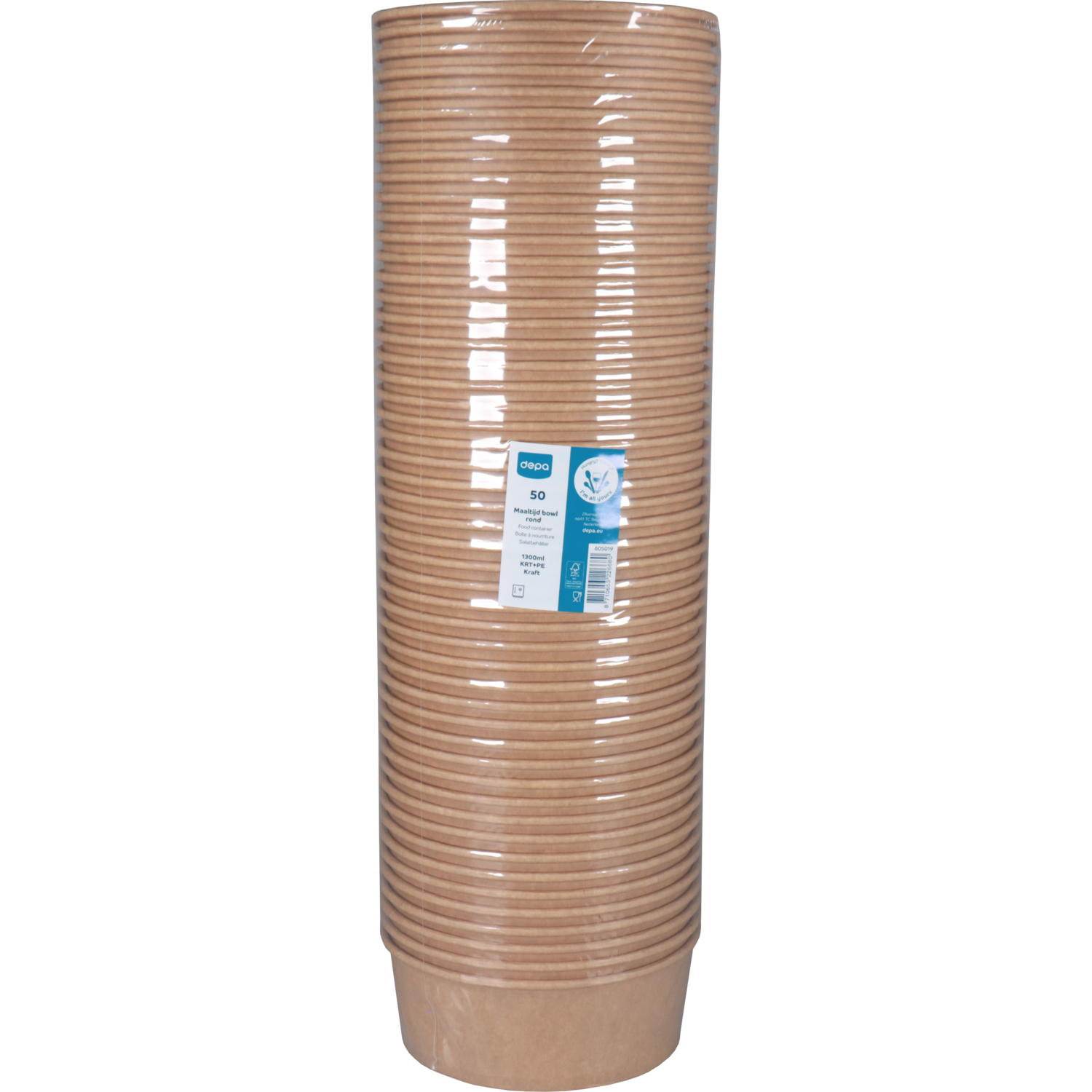 Depa Maaltijdbowl, 1300ml, 185mm, 66mm, karton + PE, bruin 4