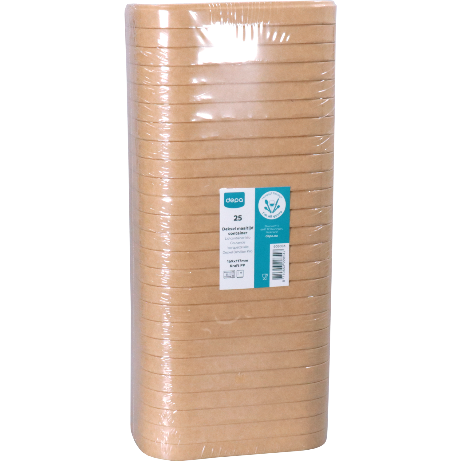 Depa Deksel, maaltijdcontainer, Karton + PP, 169x117x bruin 5