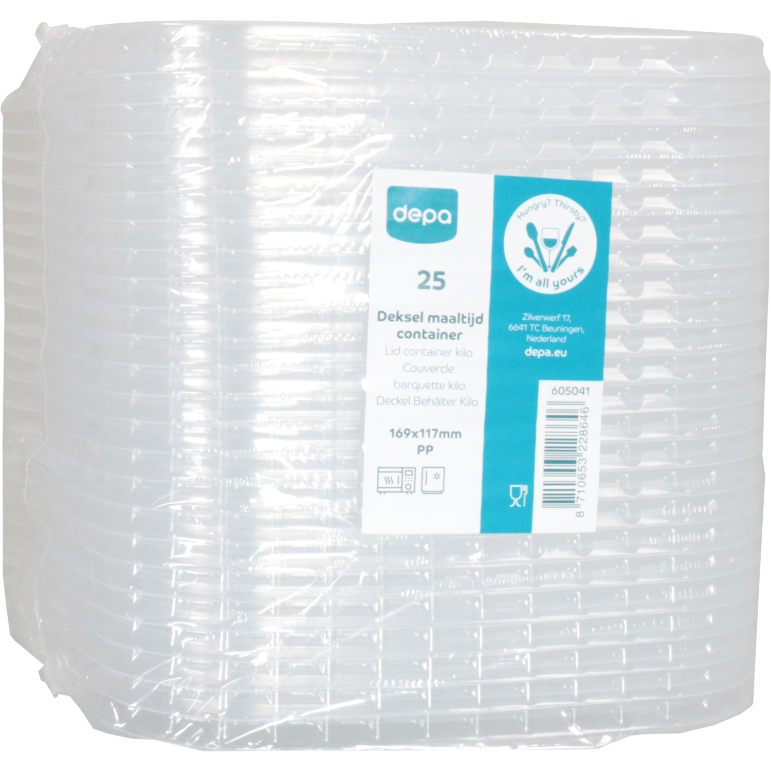 Depa Deksel, maaltijdcontainer, PP, 169x117x transparant 3